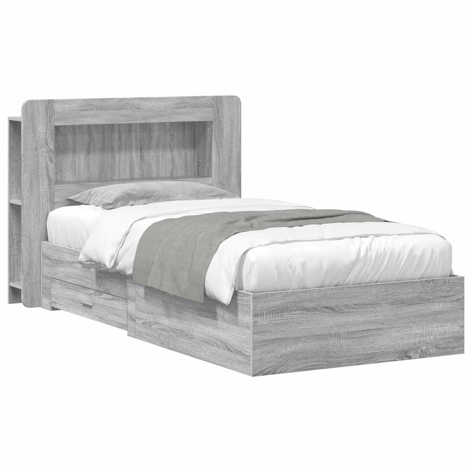 vidaXL Bettgestell mit Stauraum Grau Sonoma 80 x 200 cm Holzwerkstoff
