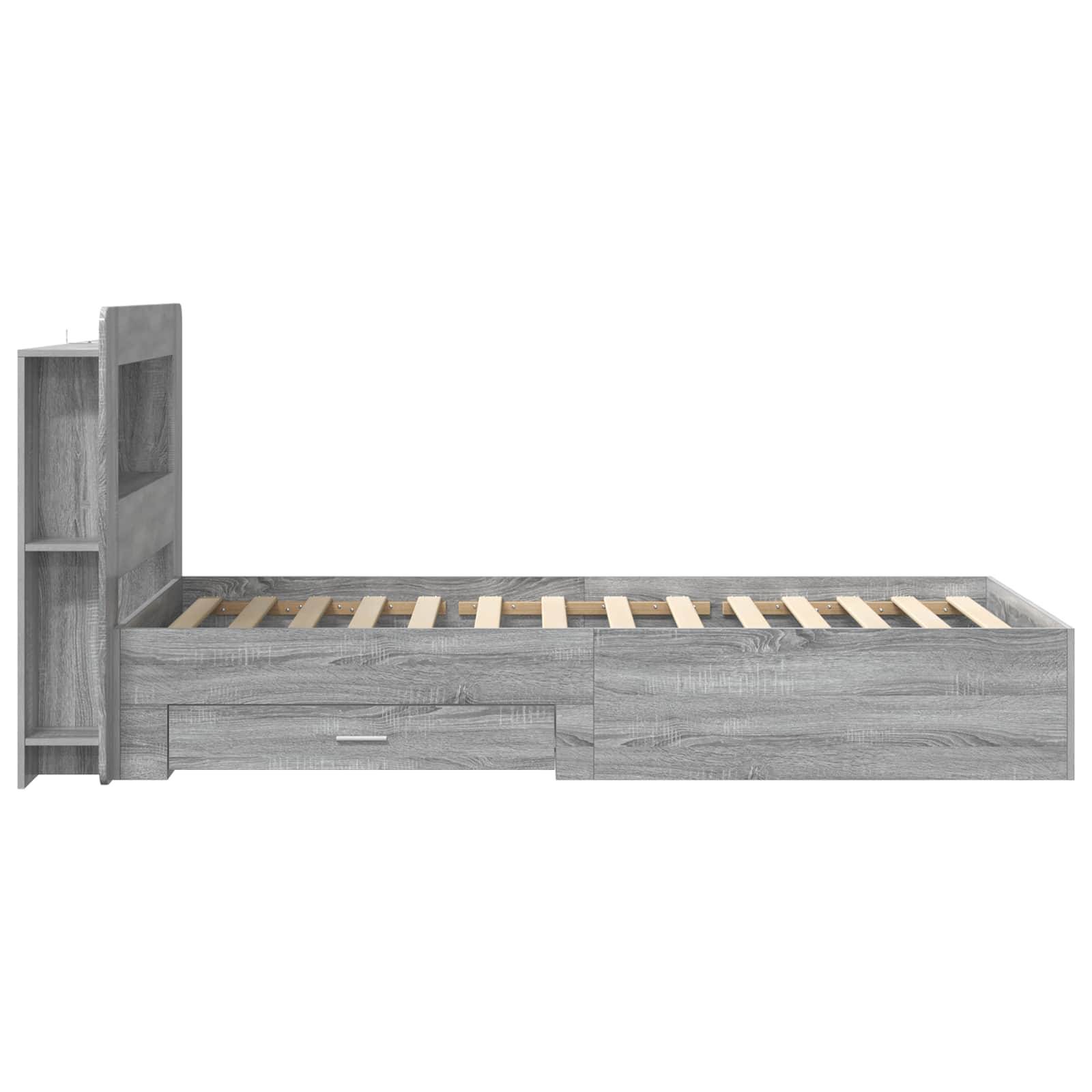 vidaXL Bettgestell mit Stauraum Grau Sonoma 90 x 190 cm Holzwerkstoff