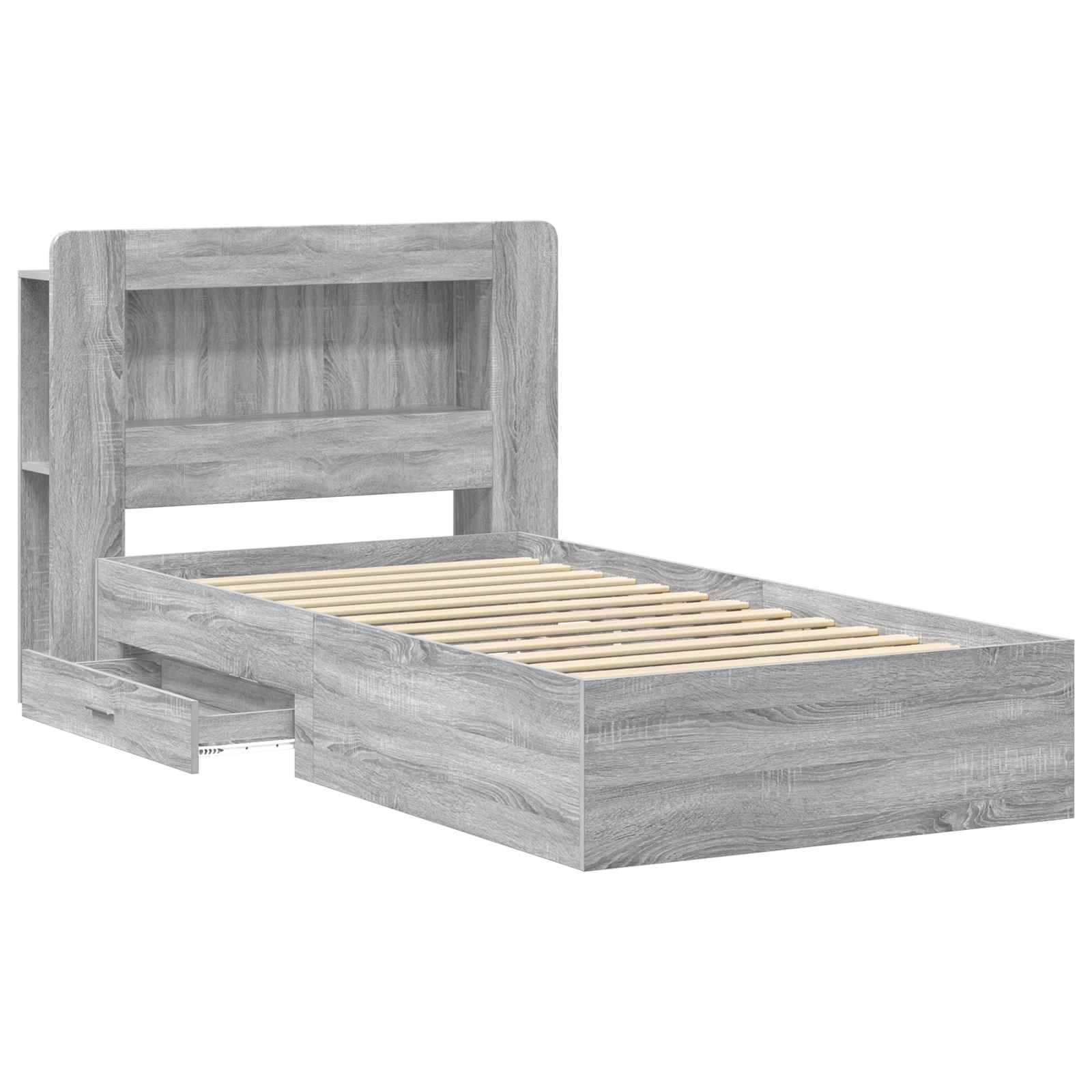 vidaXL Bettgestell mit Stauraum Grau Sonoma 80 x 200 cm Holzwerkstoff