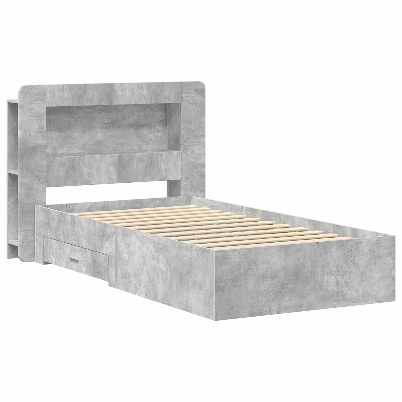 vidaXL Bettgestell mit Stauraum Betongrau 80 x 200 cm Holzwerkstoff