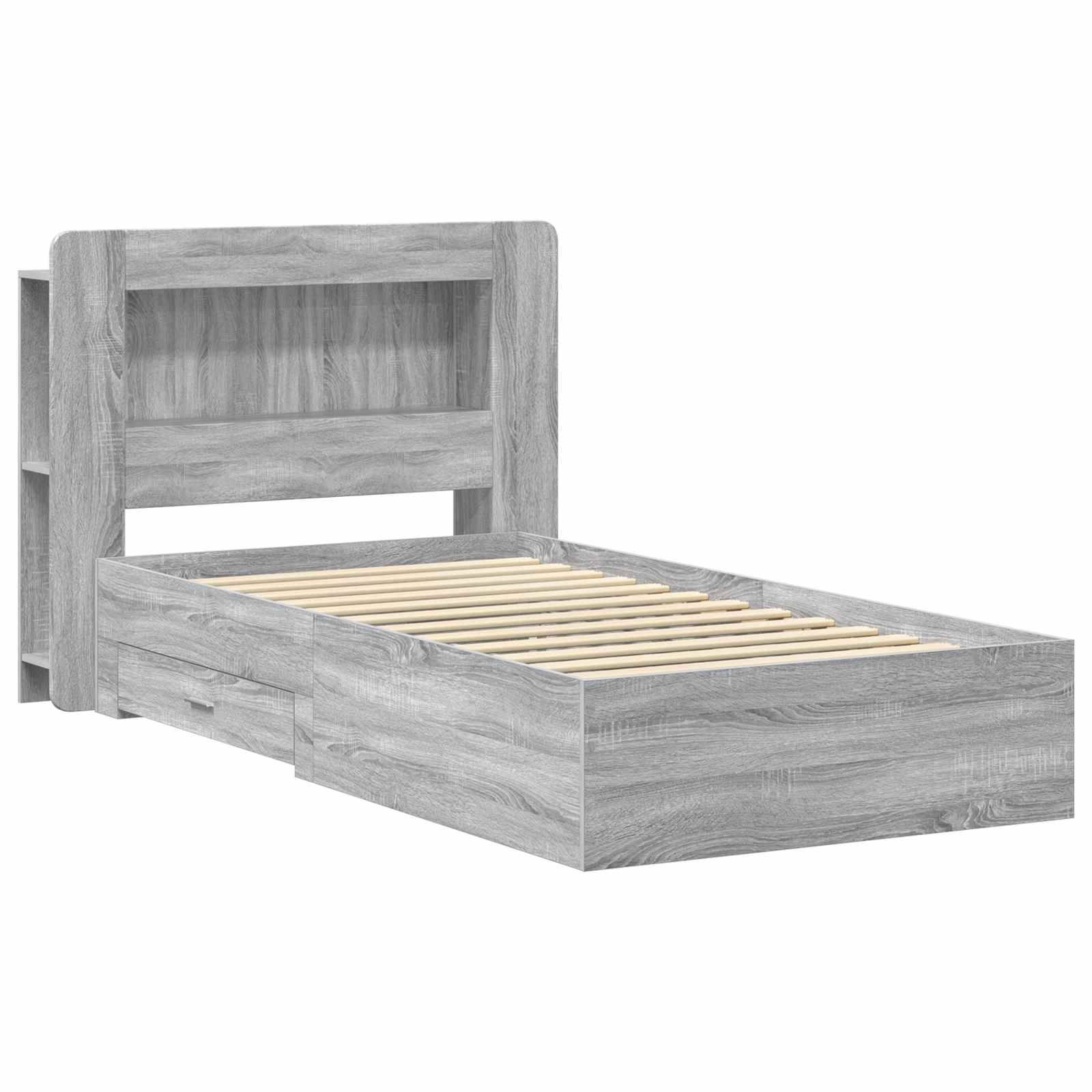 vidaXL Bettgestell mit Stauraum Grau Sonoma 80 x 200 cm Holzwerkstoff