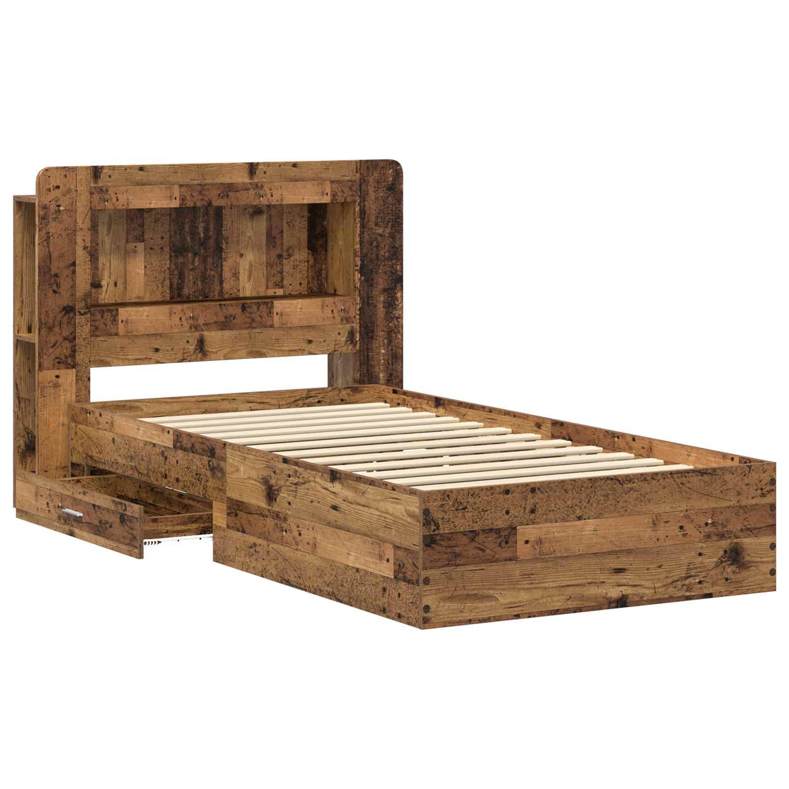 vidaXL Bettgestell mit Stauraum Altholz 90 x 190 cm Holzwerkstoff