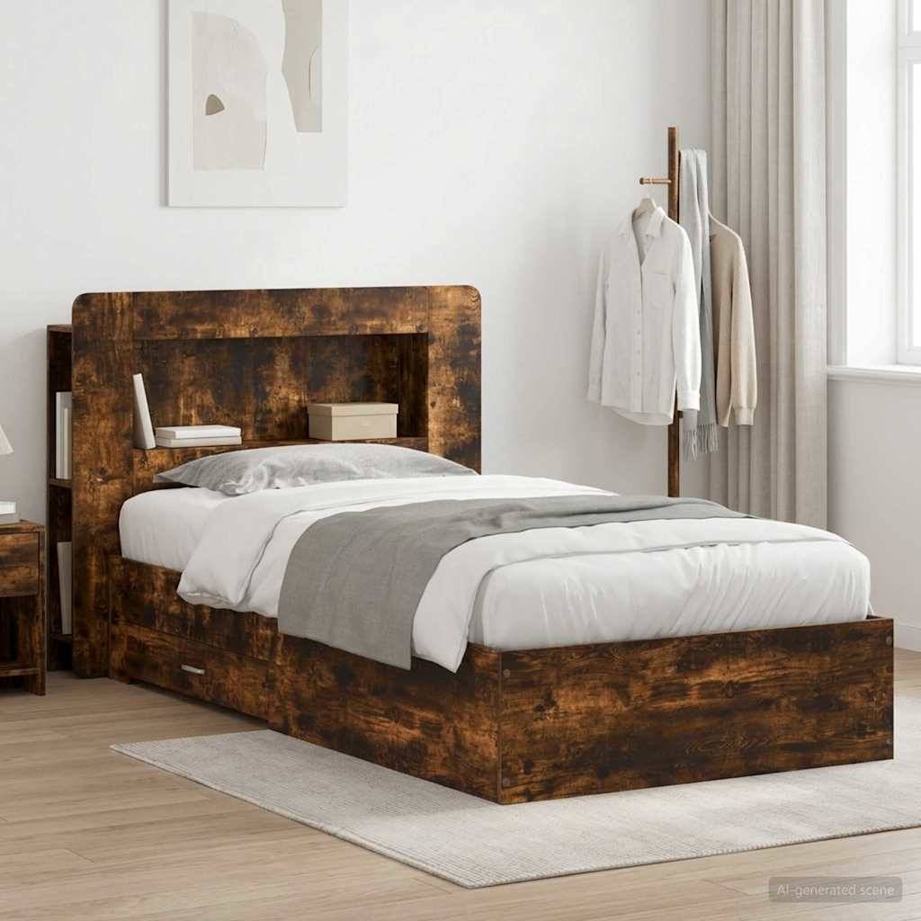 vidaXL Bettgestell mit Stauraum Geräucherte Eiche 80 x 200 cm