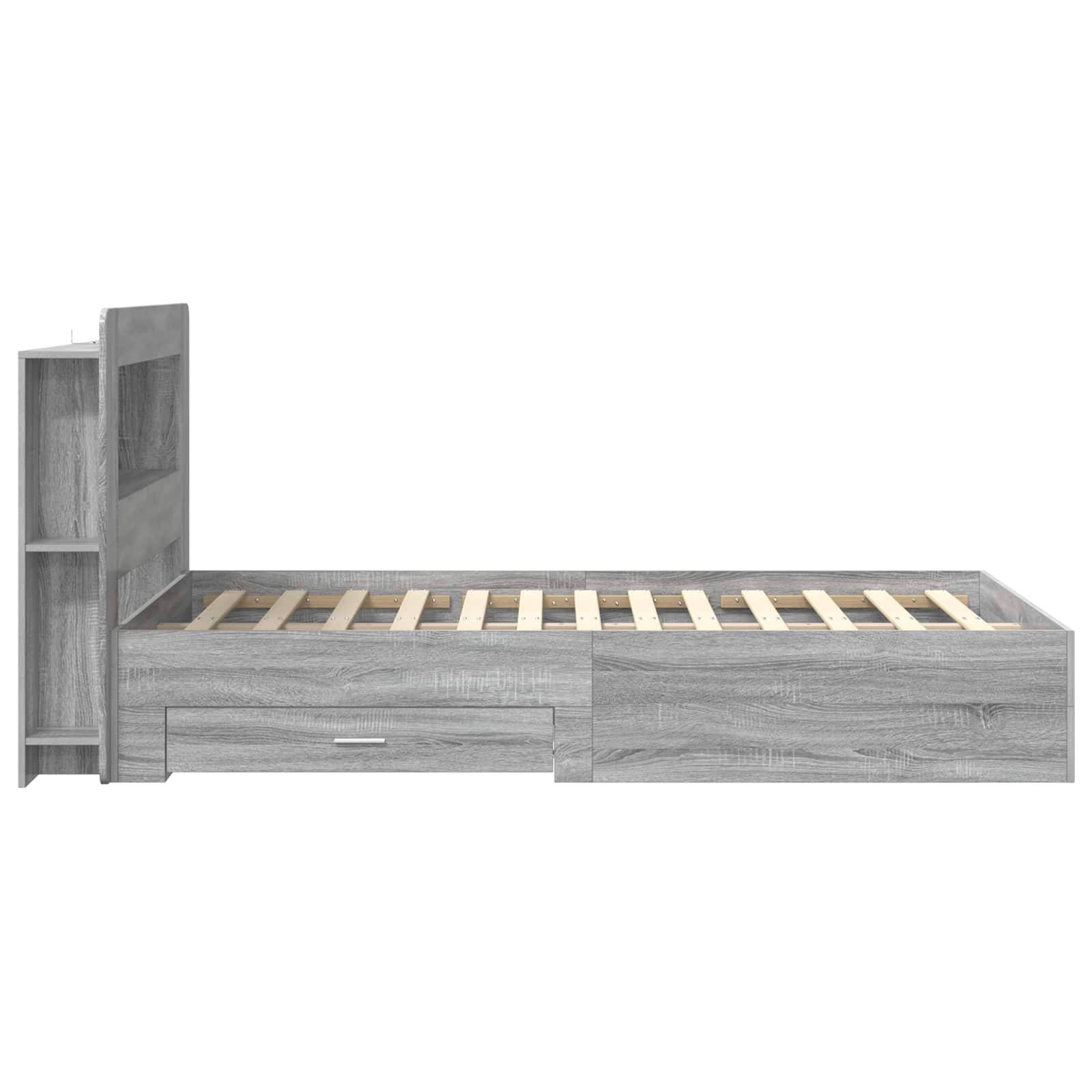 vidaXL Bettgestell mit Stauraum Grau Sonoma 120 x 190 cm Holzwerkstoff
