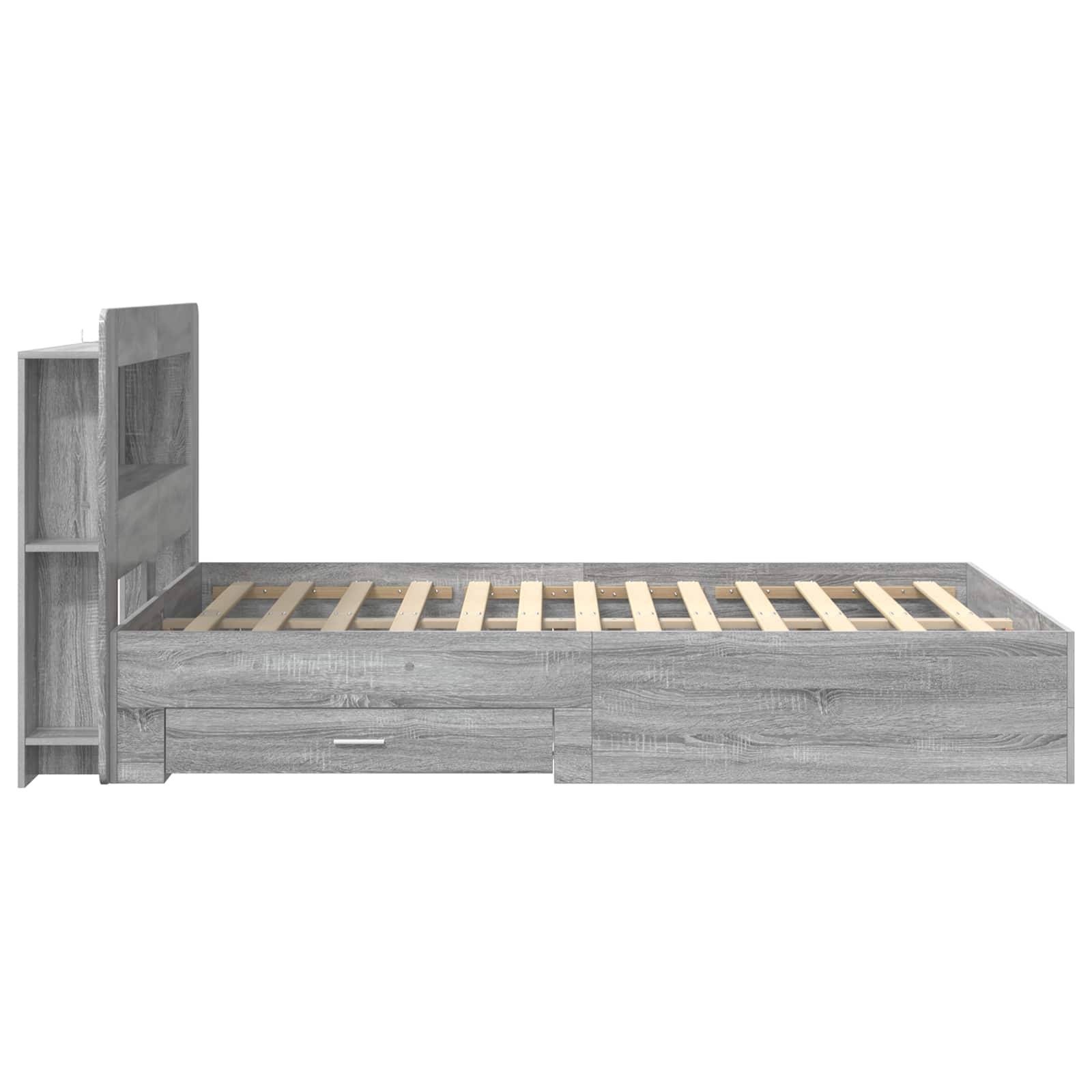 vidaXL Bettgestell mit Stauraum Grau Sonoma 140 x 200 cm Holzwerkstoff