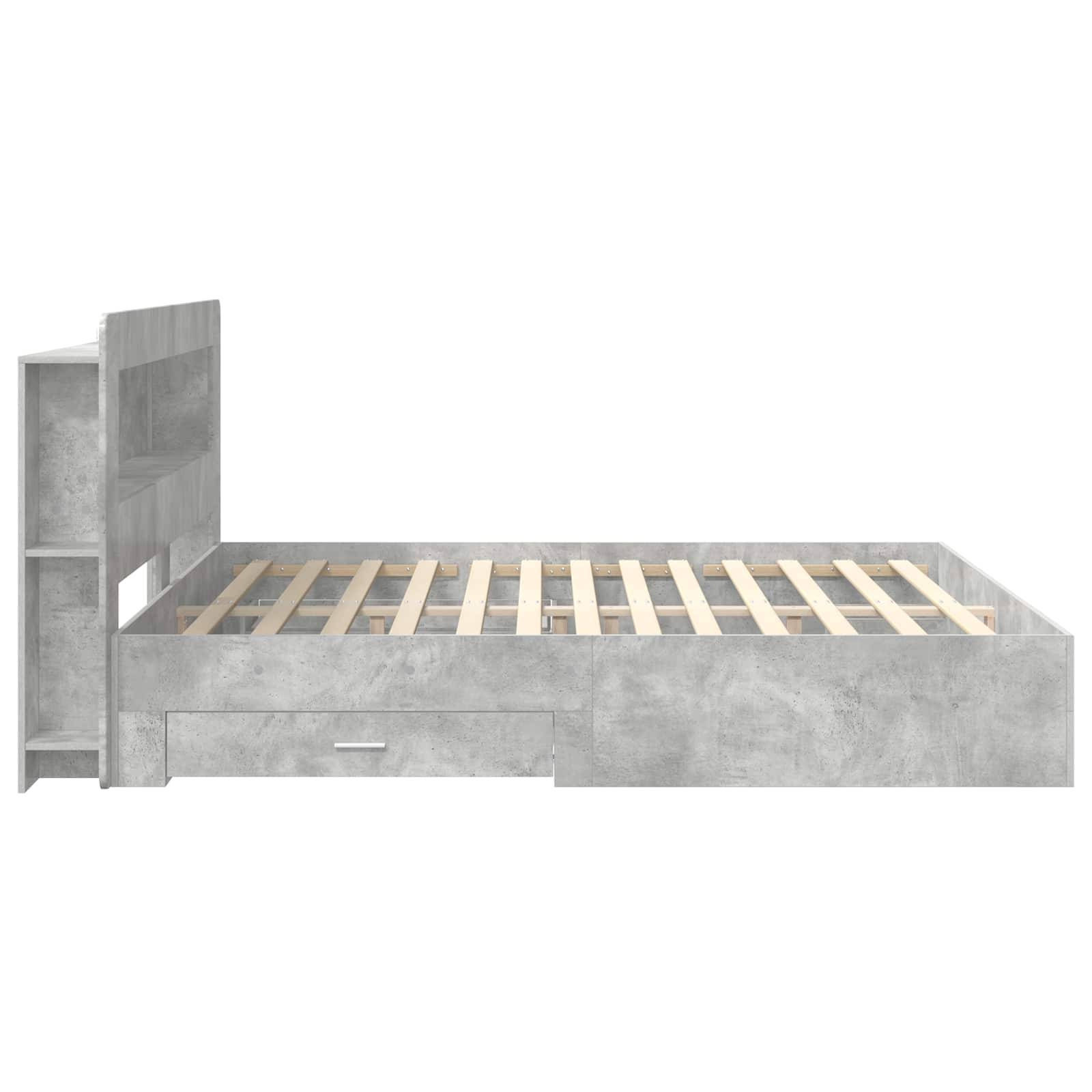 vidaXL Bettgestell mit Stauraum Betongrau 200 x 200 cm Holzwerkstoff