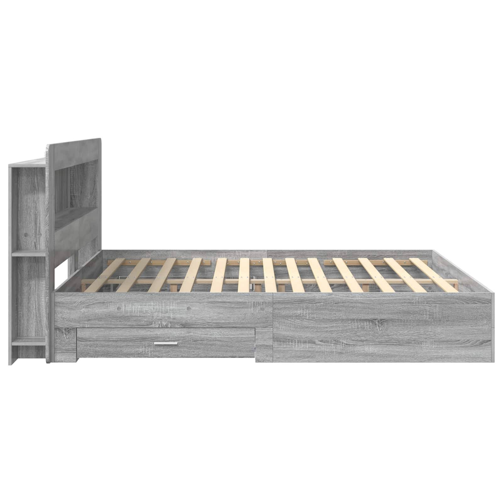 vidaXL Bettgestell mit Stauraum Grau Sonoma 200 x 200 cm Holzwerkstoff