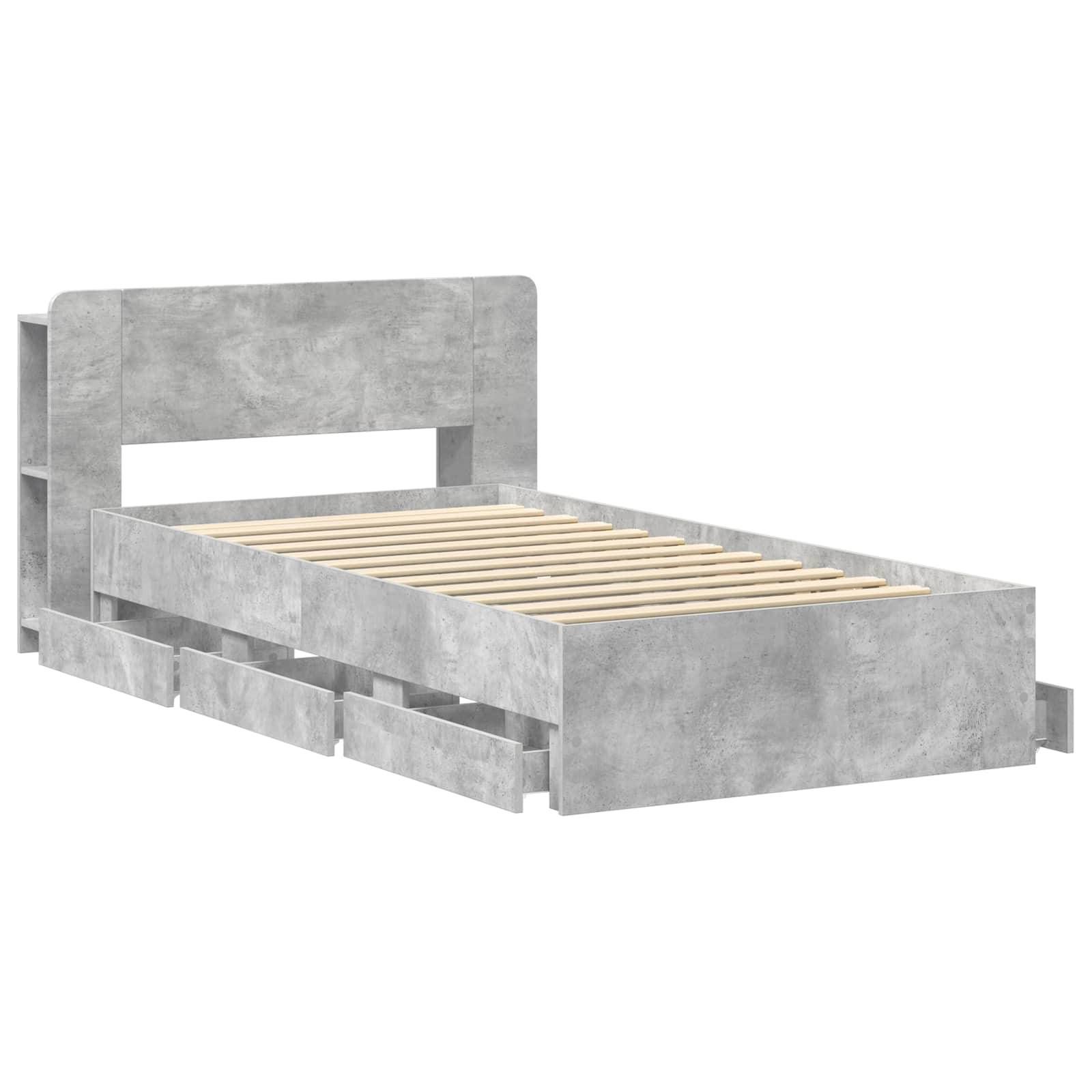 vidaXL Bettgestell mit Stauraum Betongrau 80 x 200 cm Holzwerkstoff
