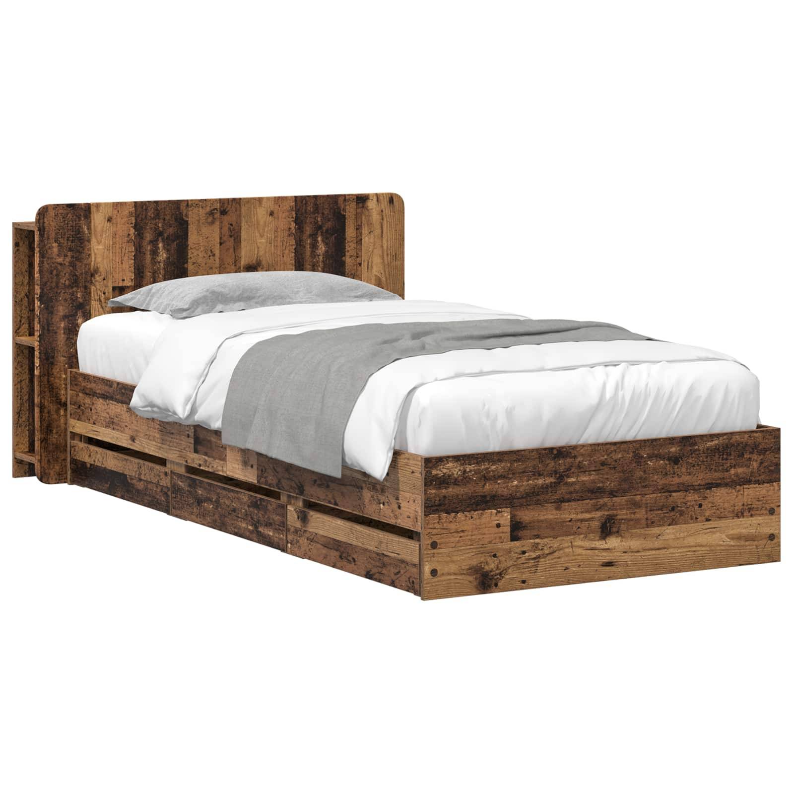 vidaXL Bettgestell mit Stauraum Altholz 80 x 200 cm Holzwerkstoff