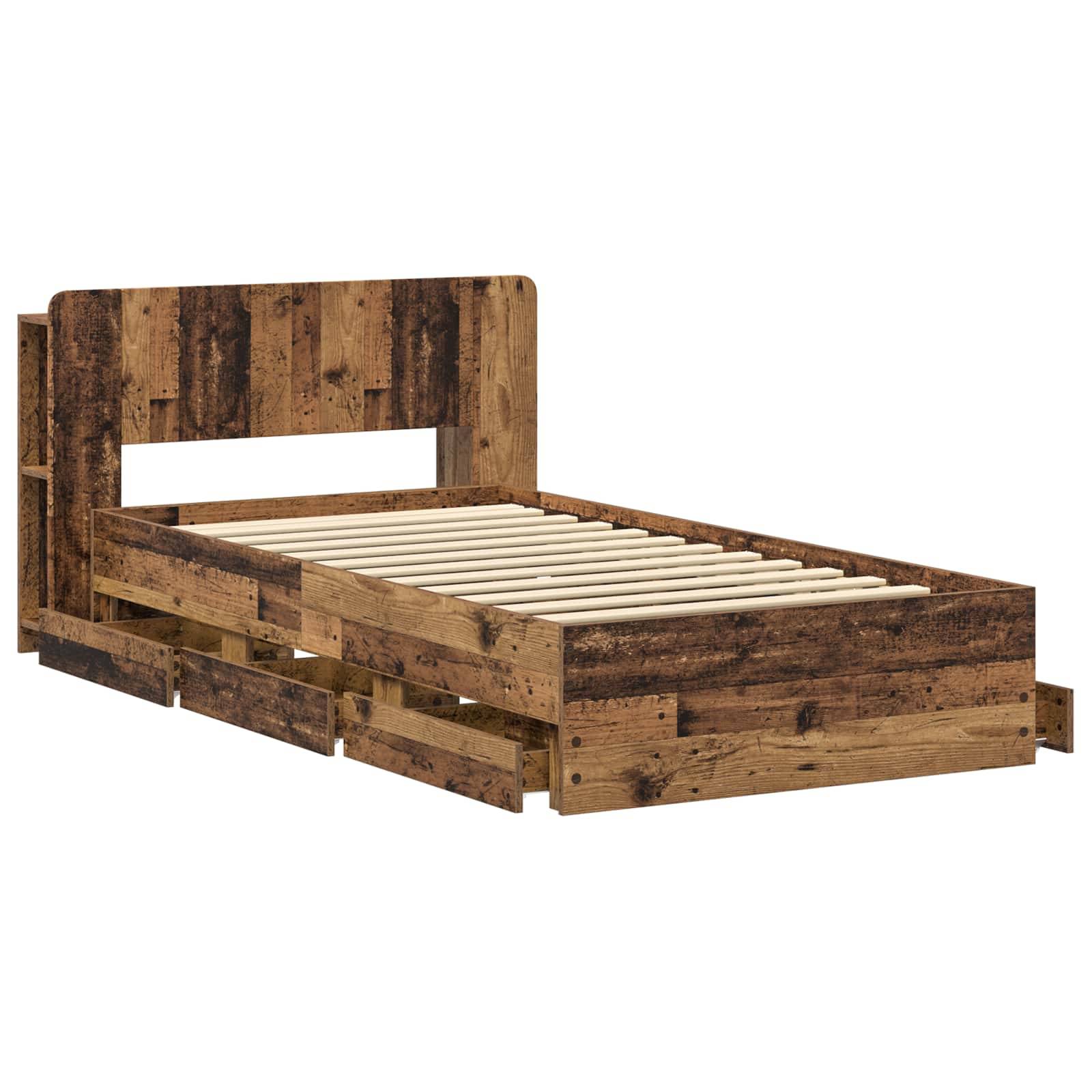 vidaXL Bettgestell mit Stauraum Altholz 80 x 200 cm Holzwerkstoff