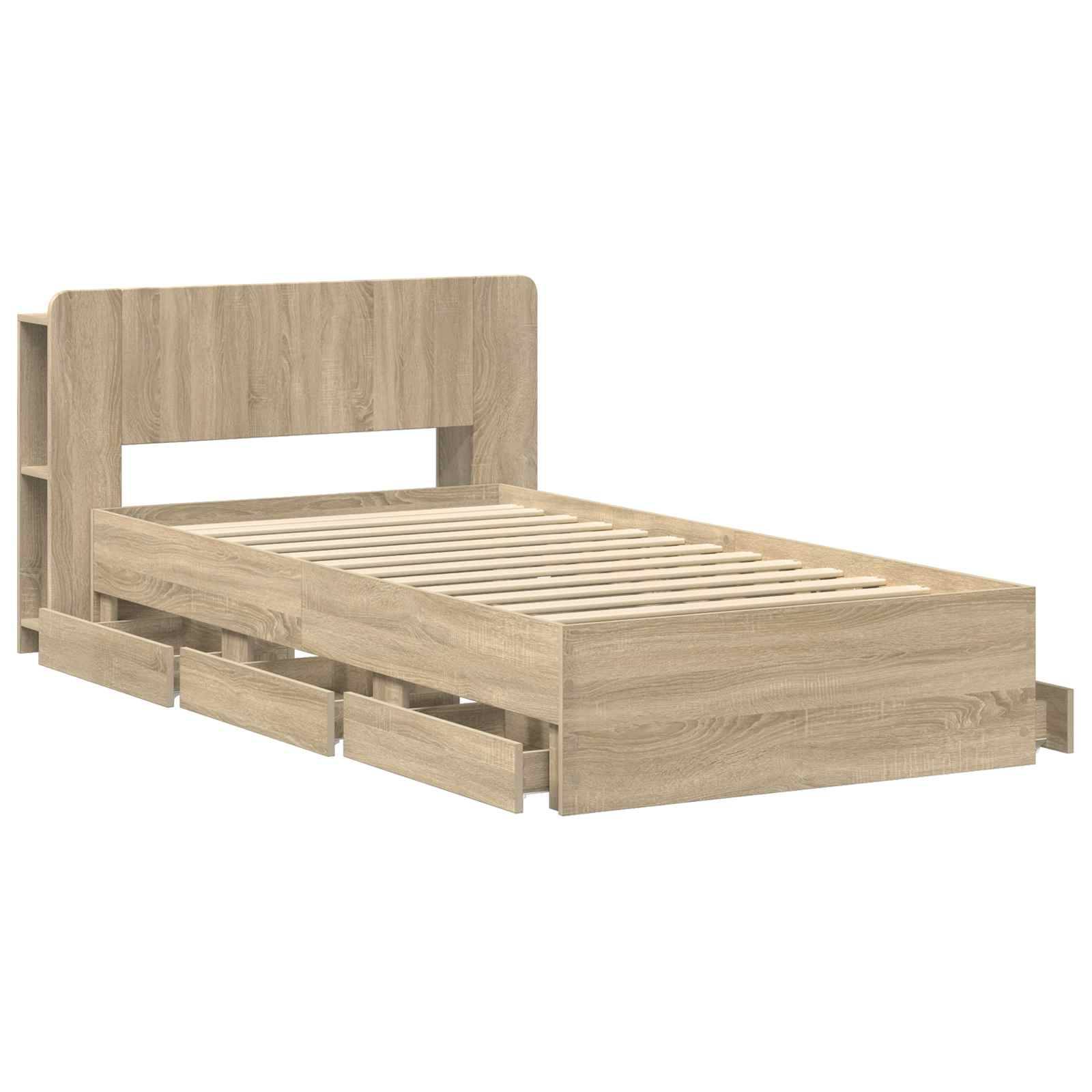 vidaXL Bettgestell mit Stauraum Sonoma-Eiche 75 x 190 cm Holzwerkstoff