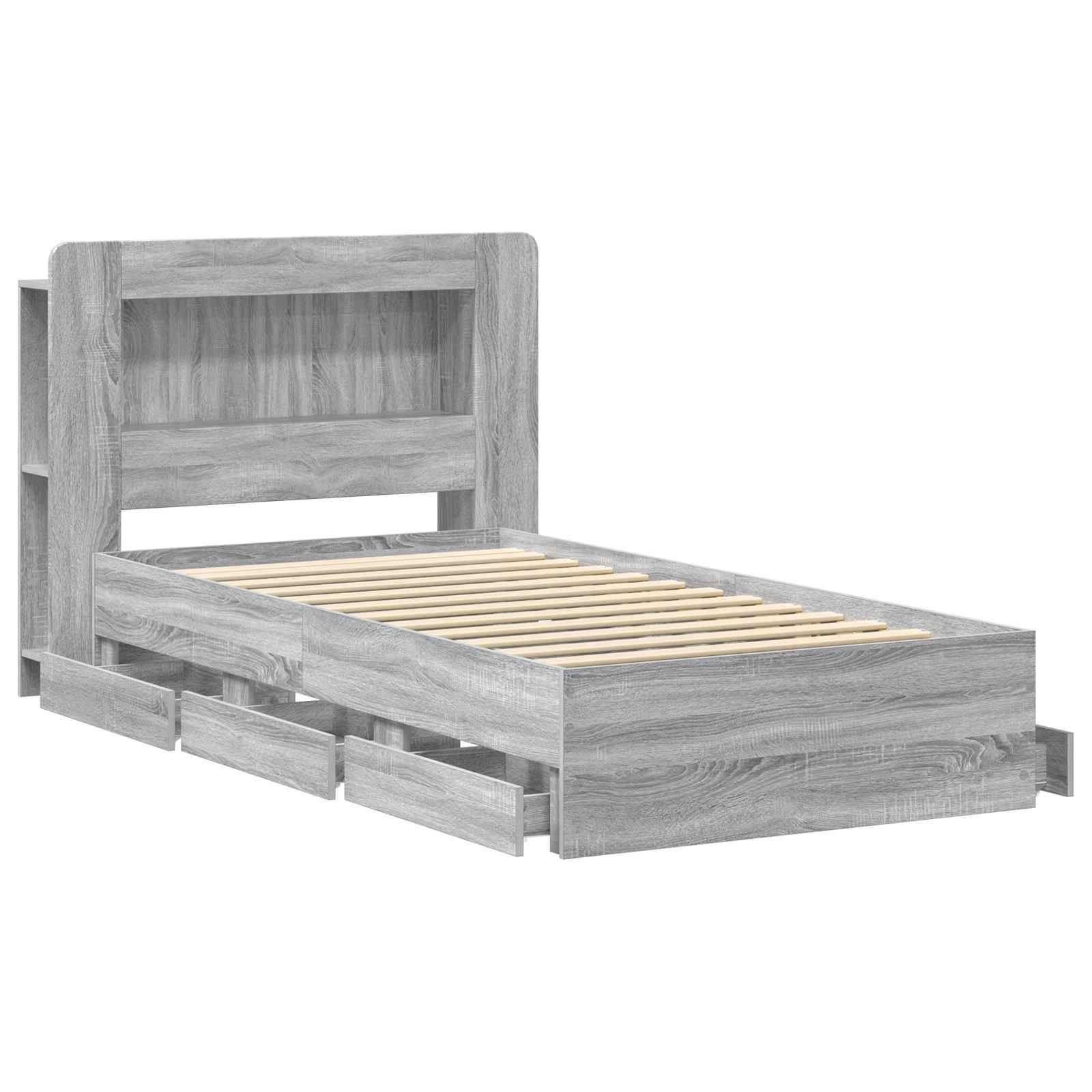 vidaXL Bettgestell mit Stauraum Grau Sonoma 90 x 200 cm Holzwerkstoff