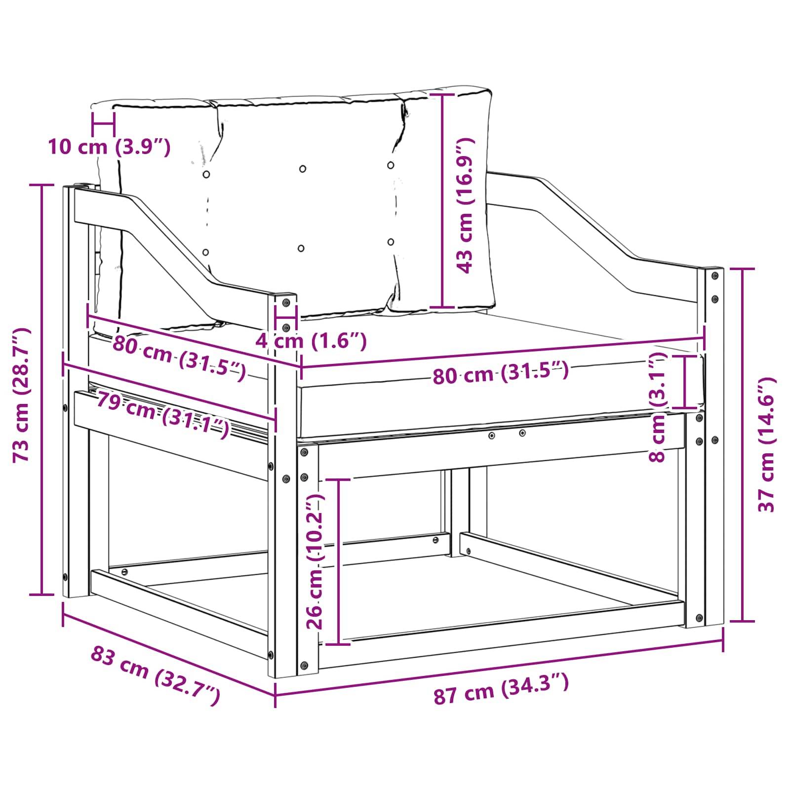 vidaXL Outdoor Mittelsofa Polyester Weiß