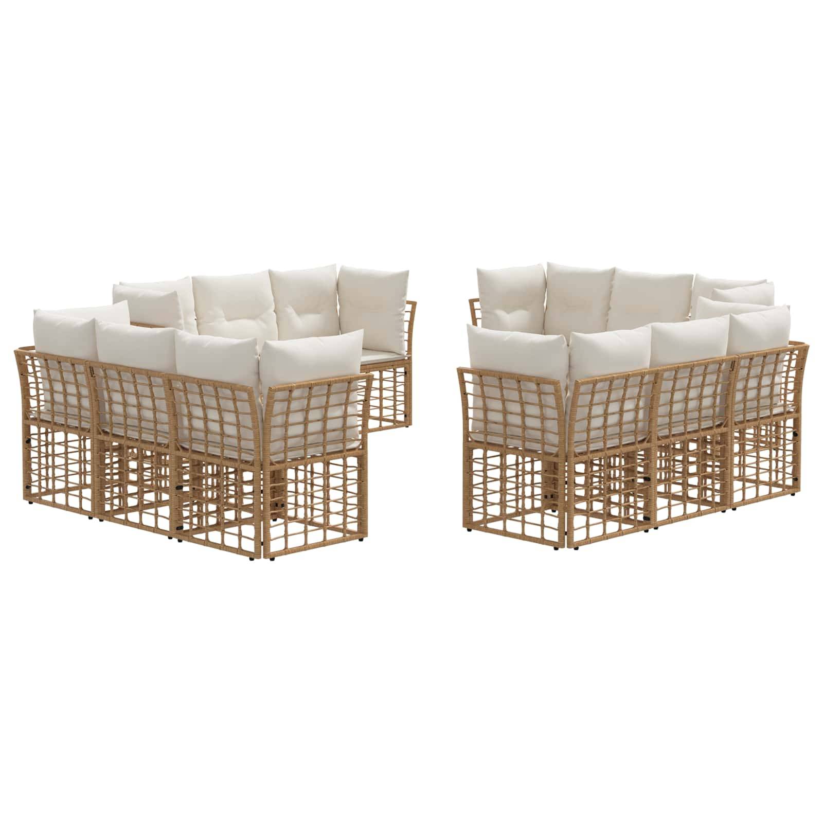vidaXL Outdoor-Sofagarnitur mit Kissen 12 pcs Natur Polyester