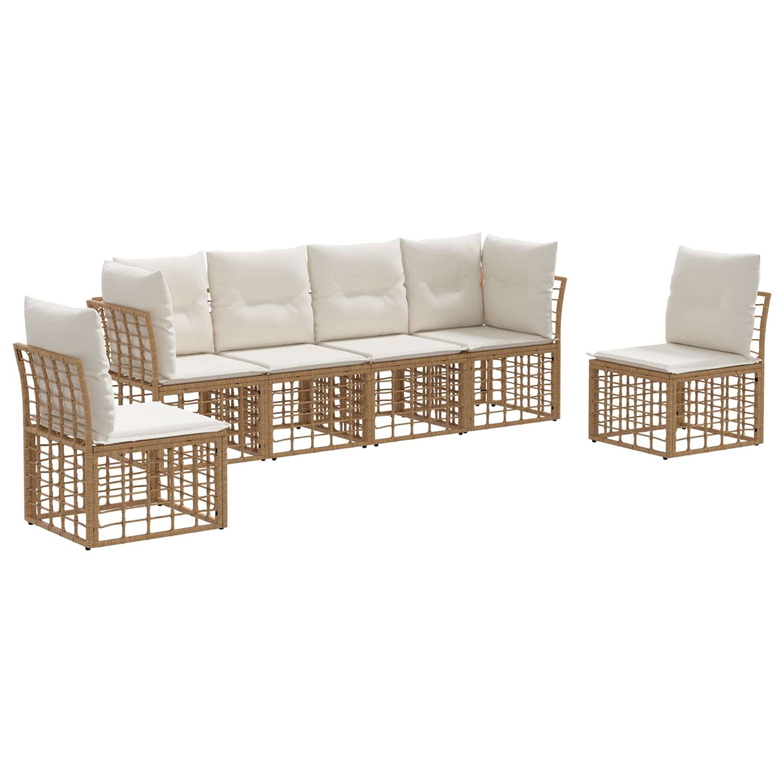 vidaXL Outdoor-Sofagarnitur mit Kissen 6 pcs Natur Polyester