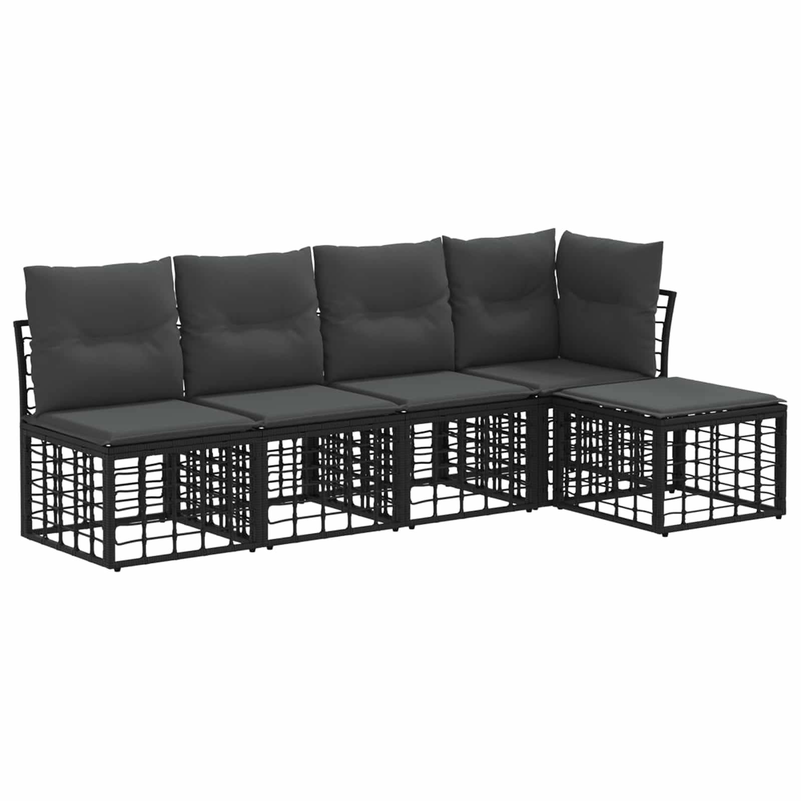 vidaXL Outdoor-Sofagarnitur mit Kissen 2 pcs Schwarz Polyester
