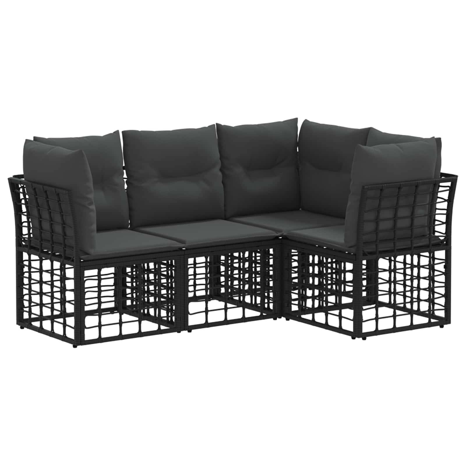 vidaXL Outdoor-Sofagarnitur mit Kissen 4 pcs Schwarz Polyester