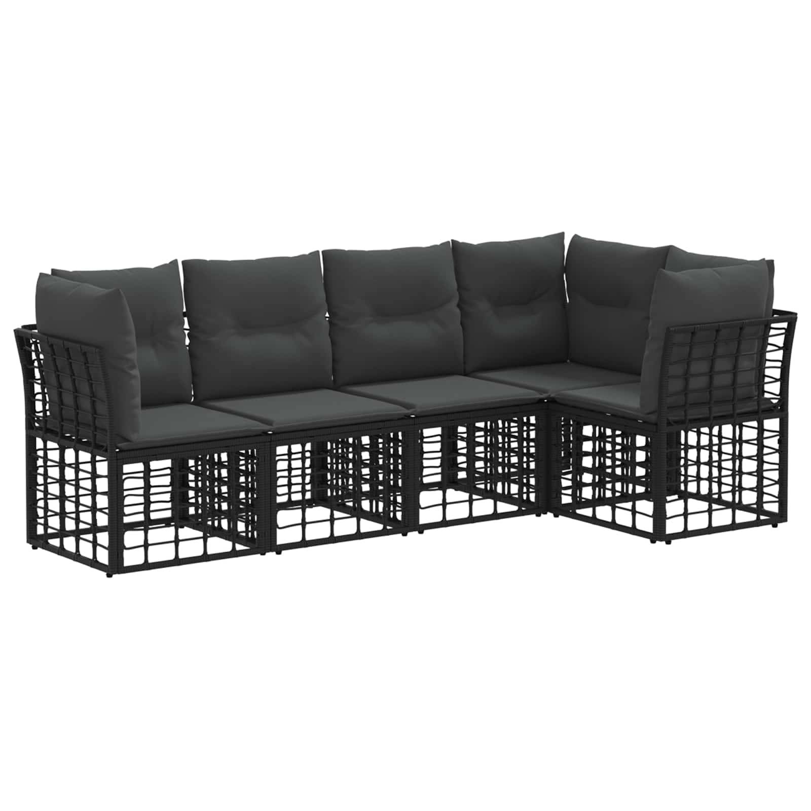 vidaXL Outdoor-Sofagarnitur mit Kissen 5 pcs Schwarz Polyester