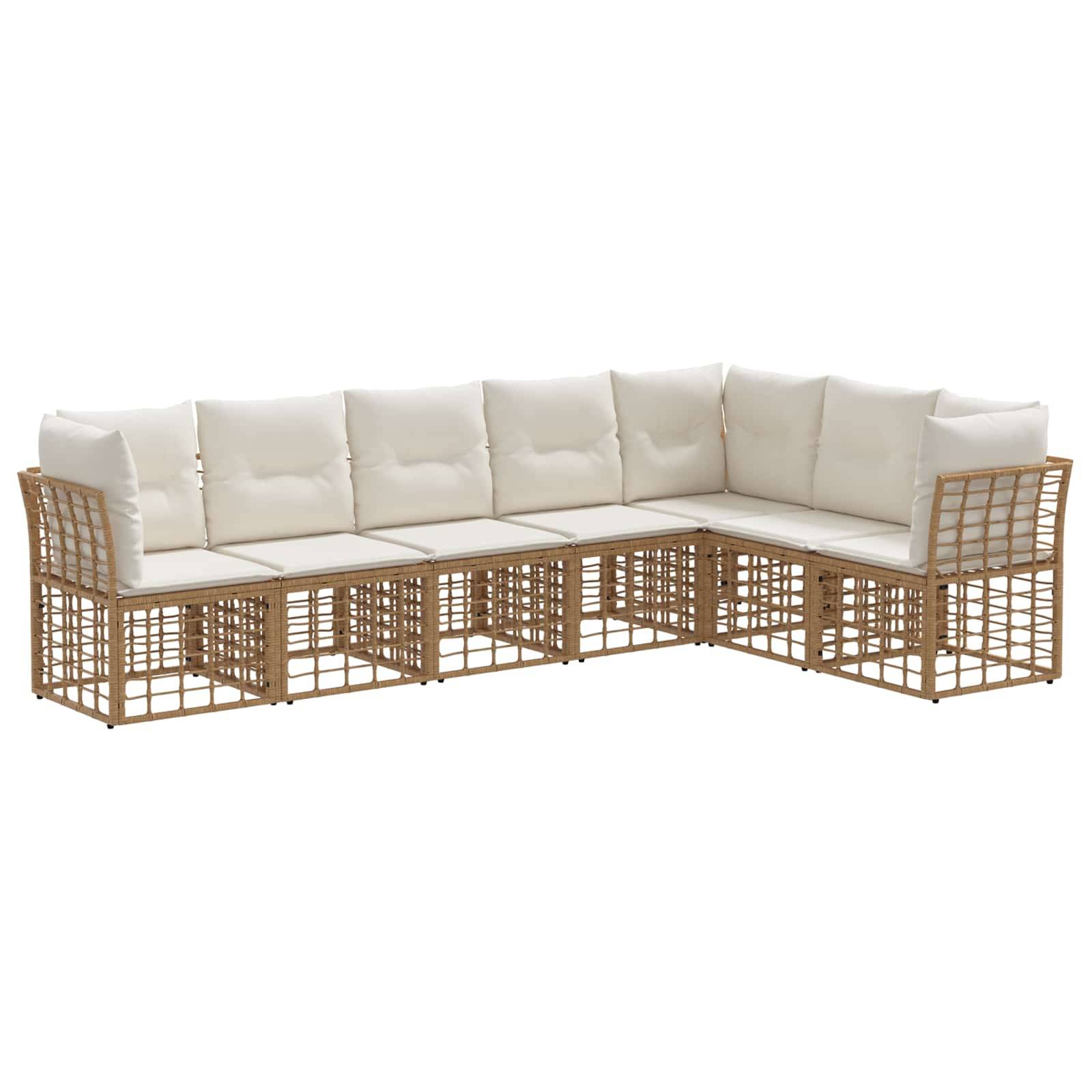 vidaXL Outdoor-Sofagarnitur mit Kissen 7 pcs Natur Polyester