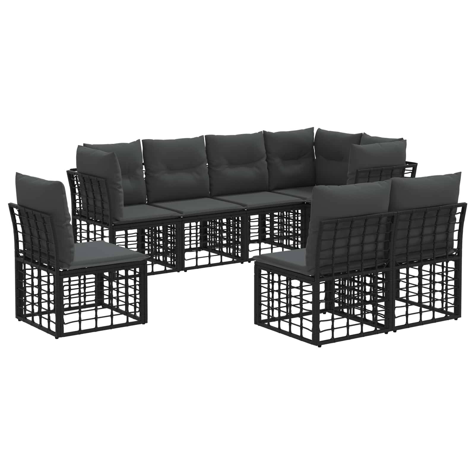 vidaXL Outdoor-Sofagarnitur mit Kissen 8 pcs Schwarz Polyester