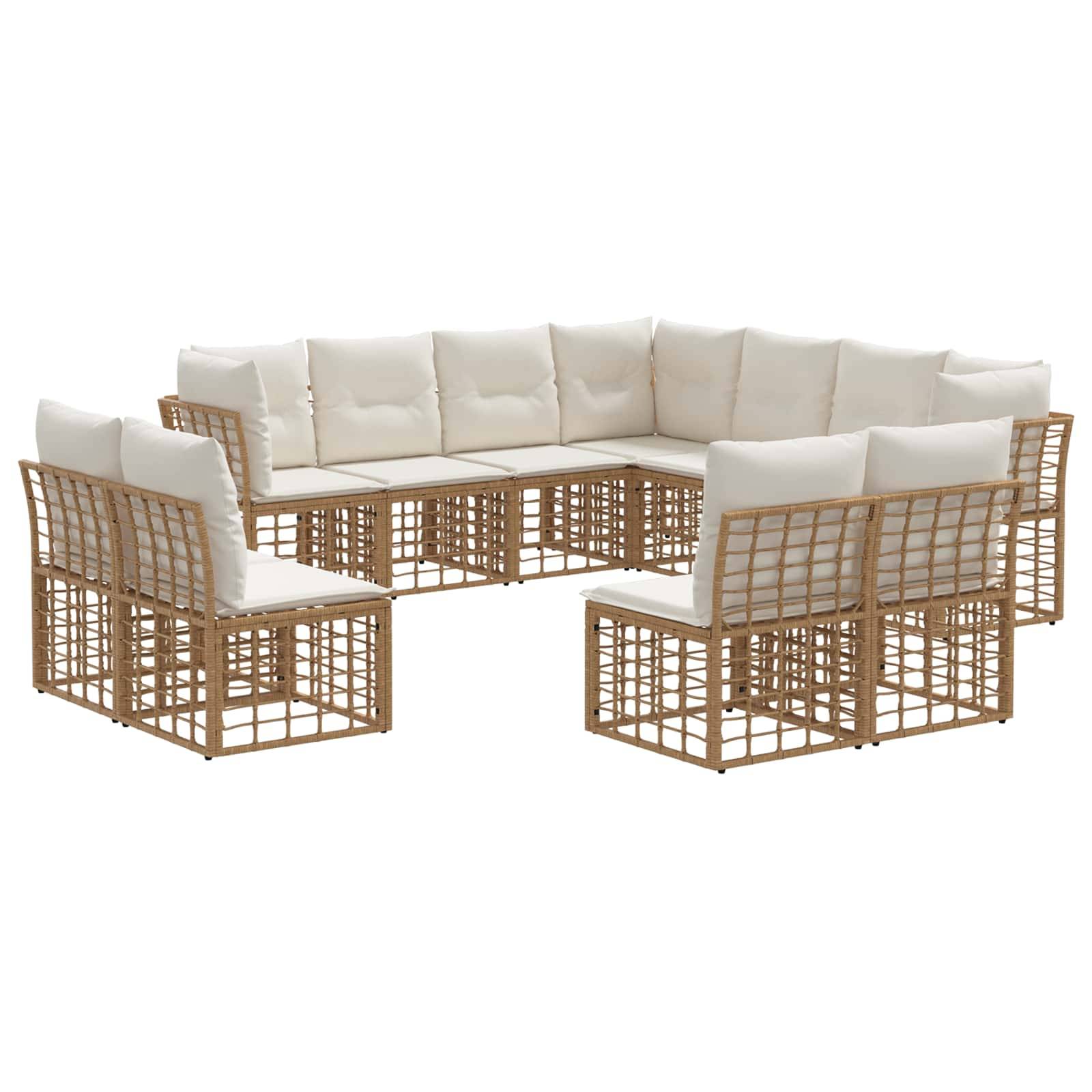 vidaXL Outdoor-Sofagarnitur mit Kissen 11 pcs Natur Polyester