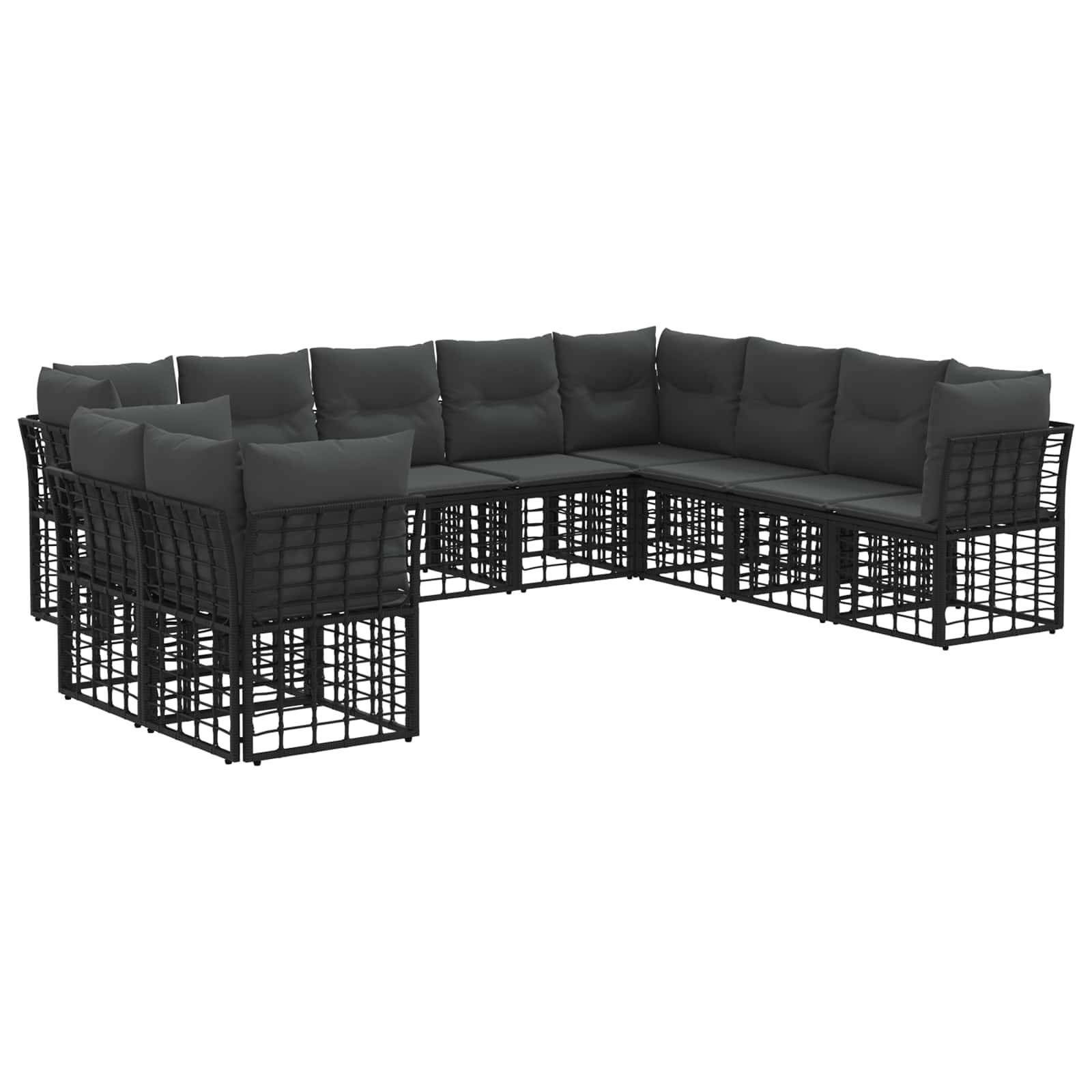 vidaXL Outdoor-Sofagarnitur mit Kissen 8 pcs Schwarz Polyester