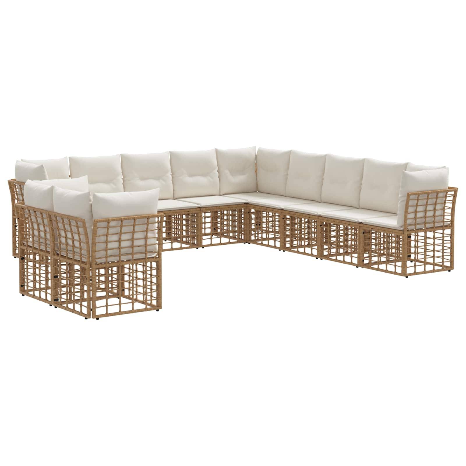 vidaXL Outdoor-Sofagarnitur mit Kissen 11 pcs Natur Polyester