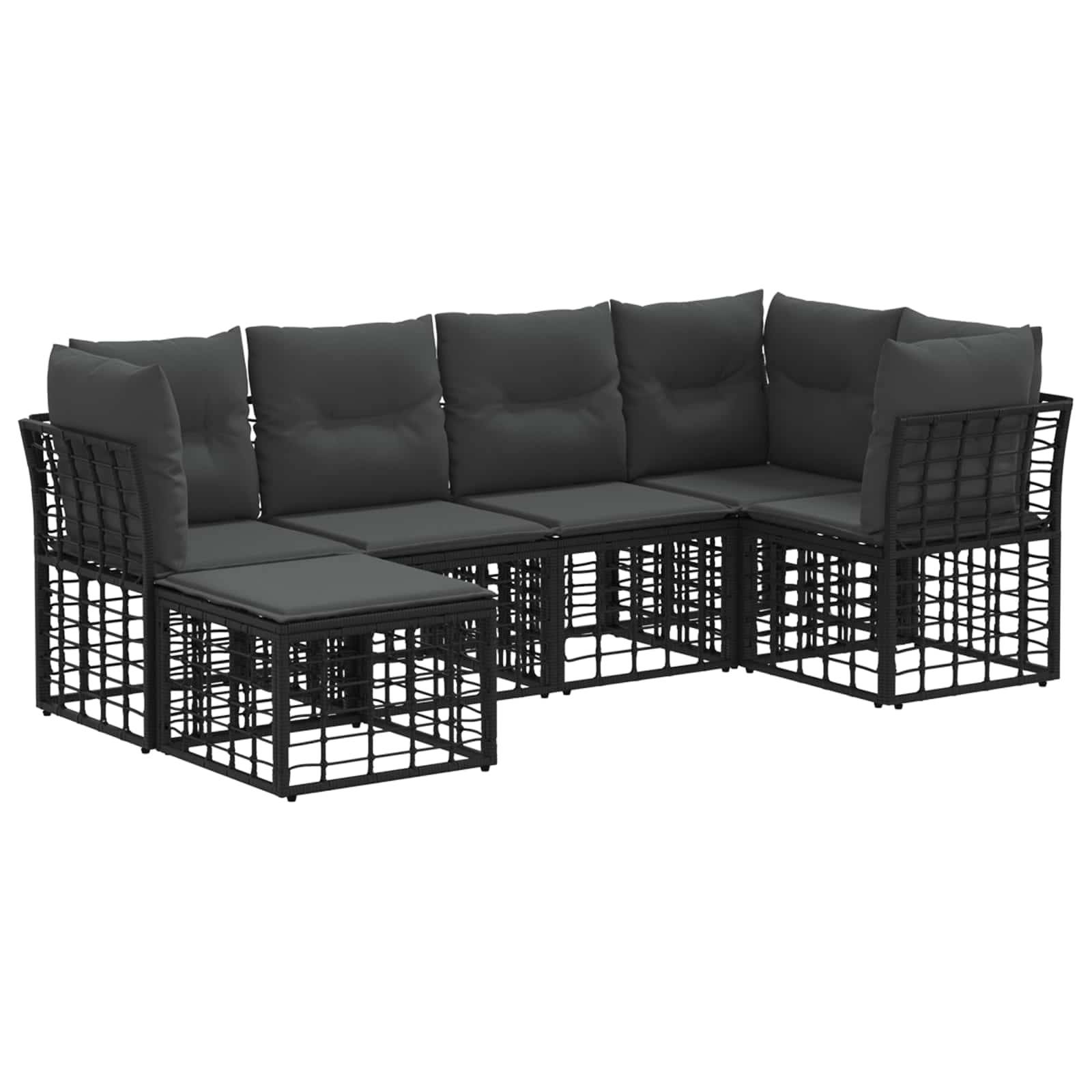 vidaXL Outdoor-Sofagarnitur mit Kissen 6 pcs Schwarz Polyester