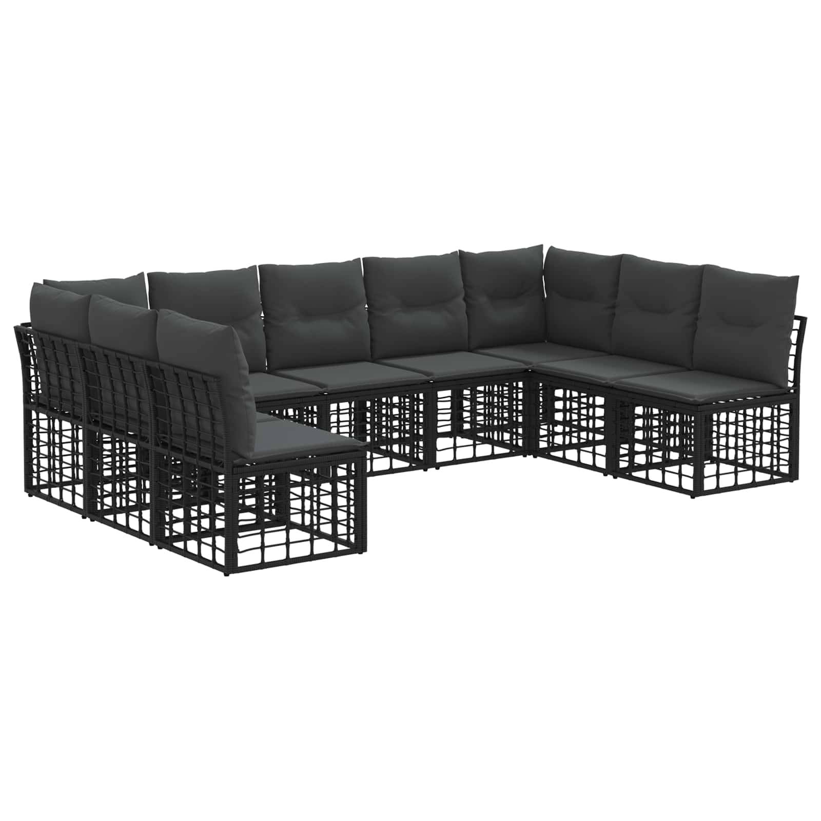 vidaXL Outdoor-Sofagarnitur mit Kissen 9 pcs Schwarz Polyester