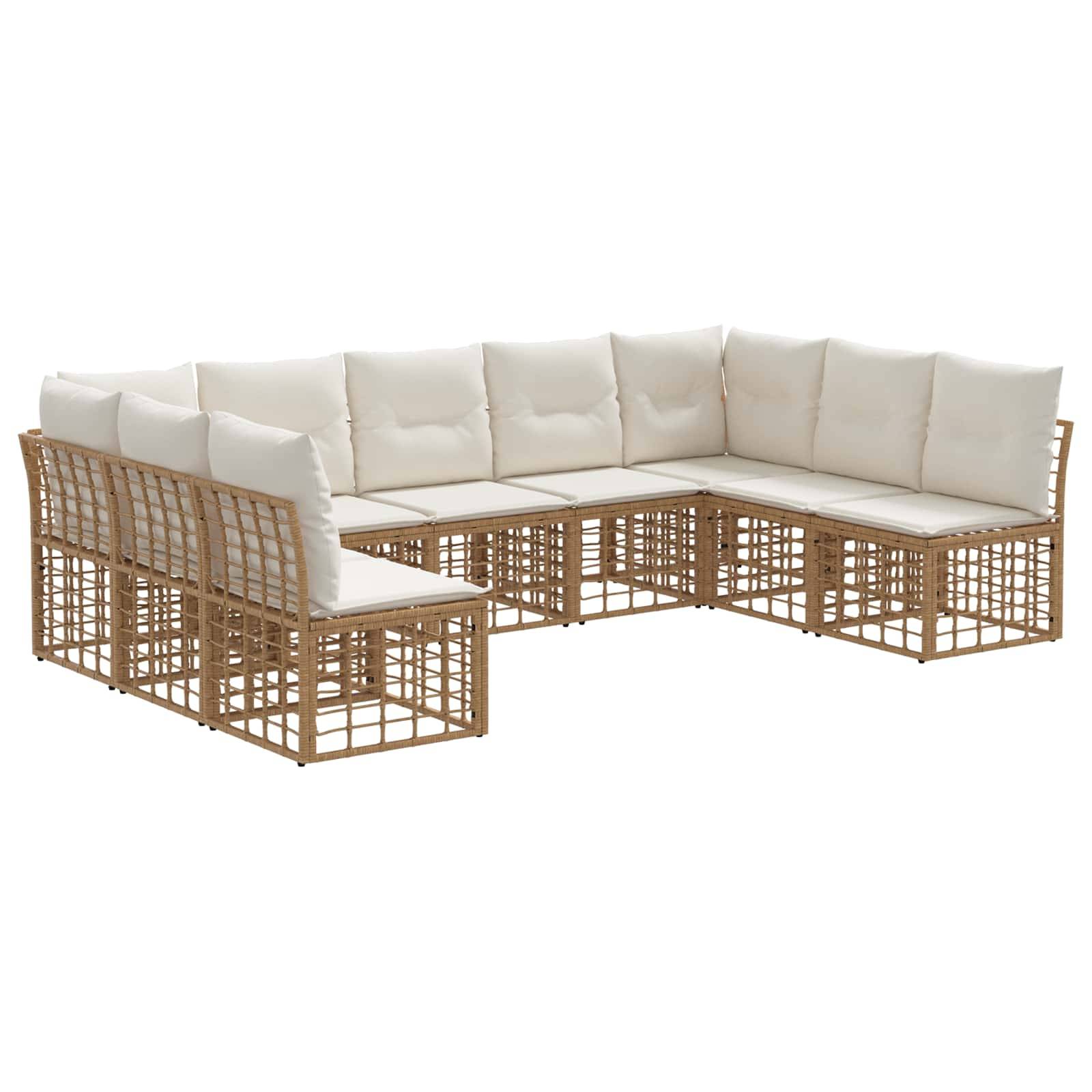 vidaXL Outdoor-Sofagarnitur mit Kissen 9 pcs Natur Polyester
