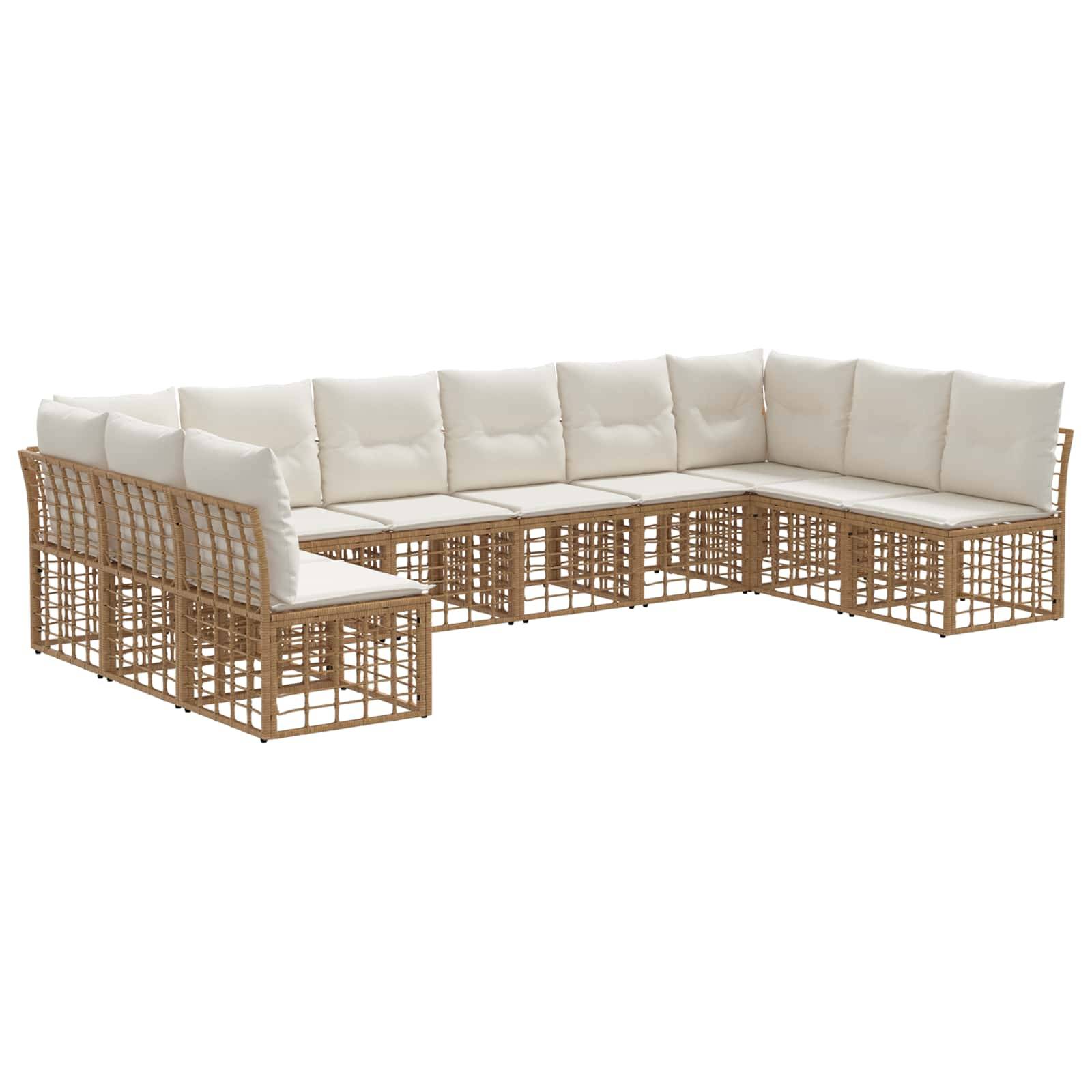 vidaXL Outdoor-Sofagarnitur mit Kissen 10 pcs Natur Polyester