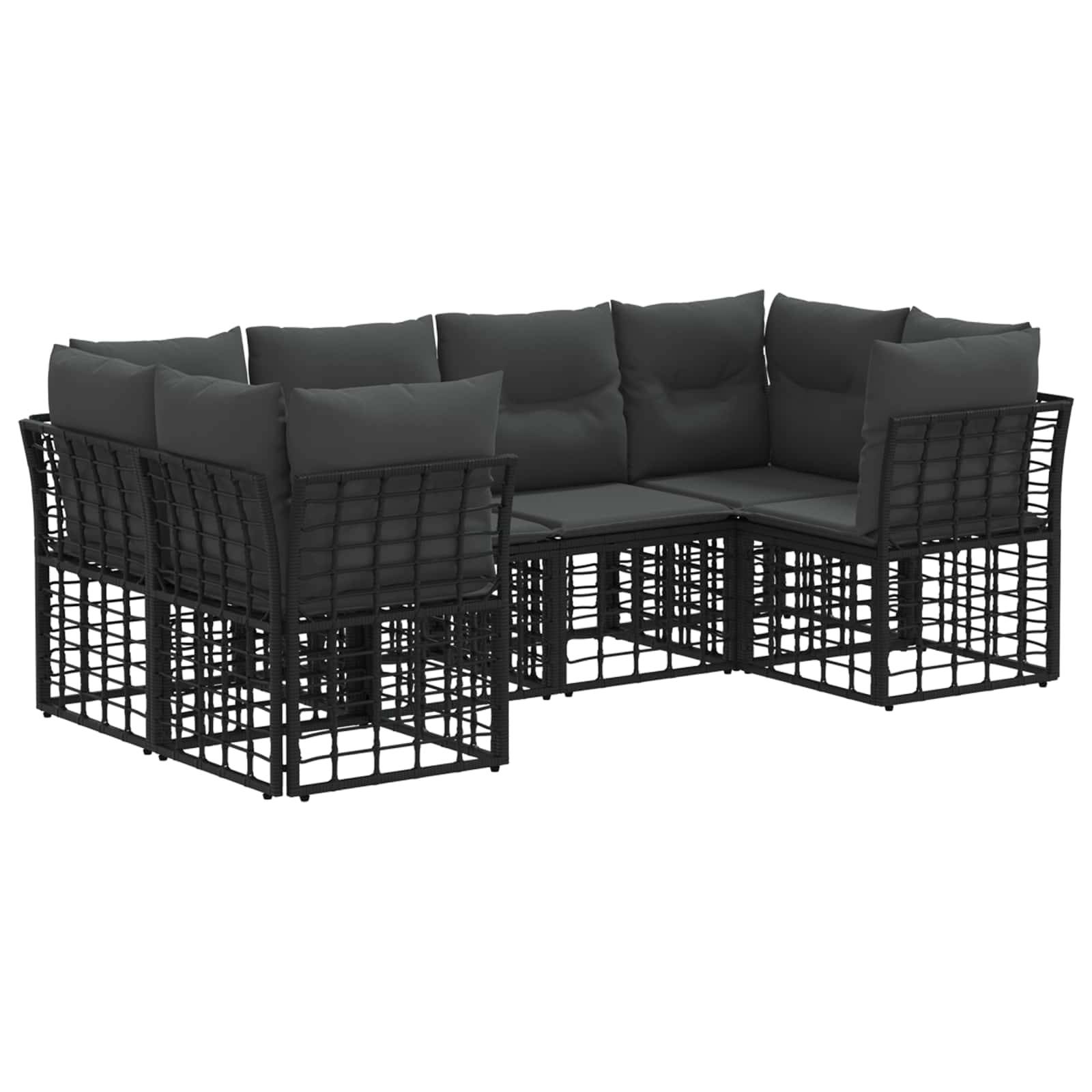 vidaXL Outdoor-Sofagarnitur mit Kissen 6 pcs Schwarz Polyester