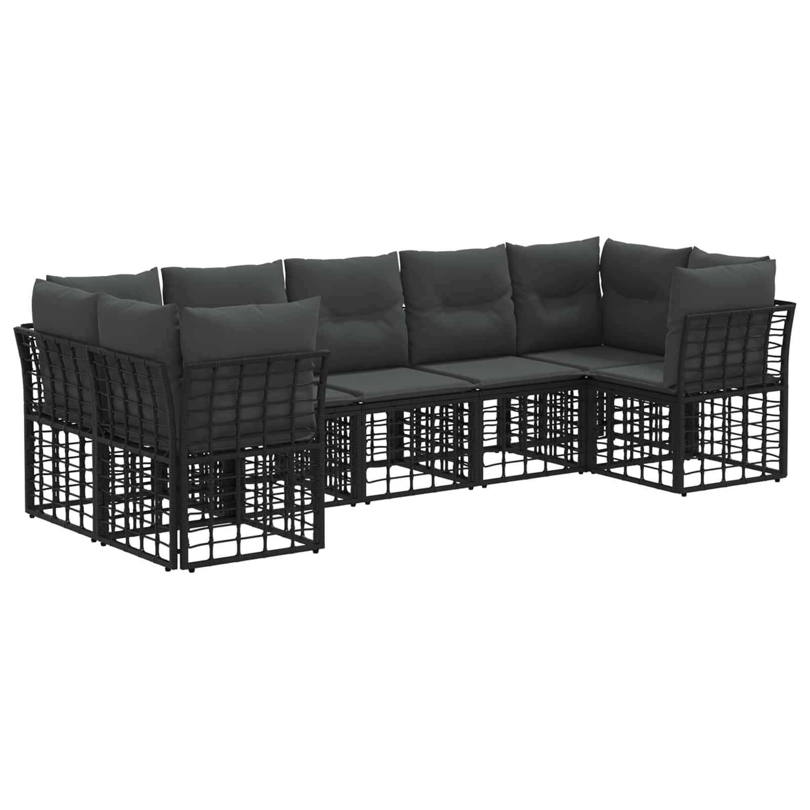 vidaXL Outdoor-Sofagarnitur 7 pcs Schwarz und Dunkelgrau Polyester