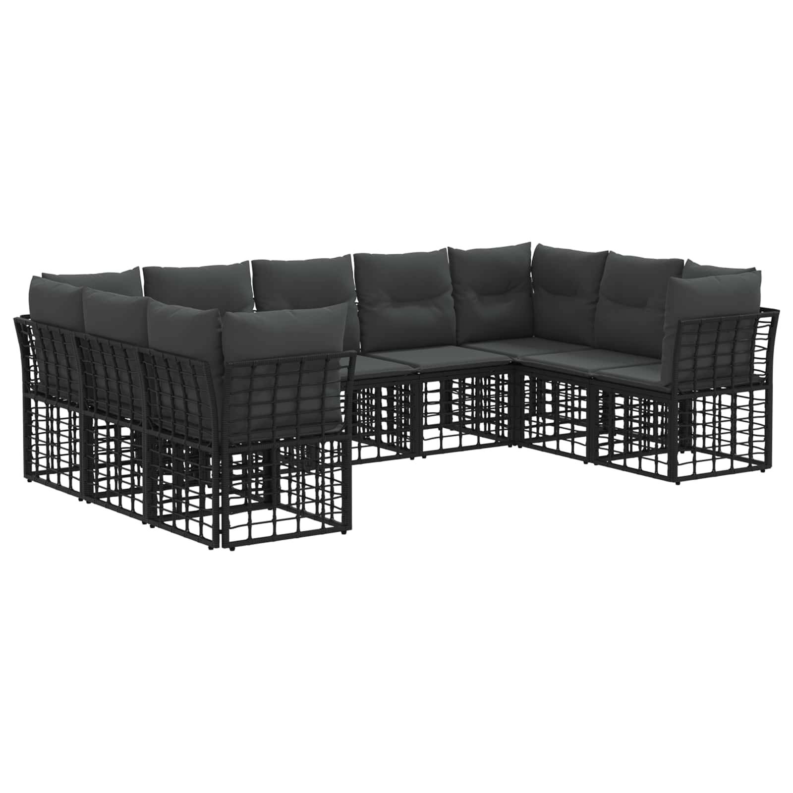 vidaXL Outdoor-Sofagarnitur 9 pcs Schwarz und Dunkelgrau Polyester