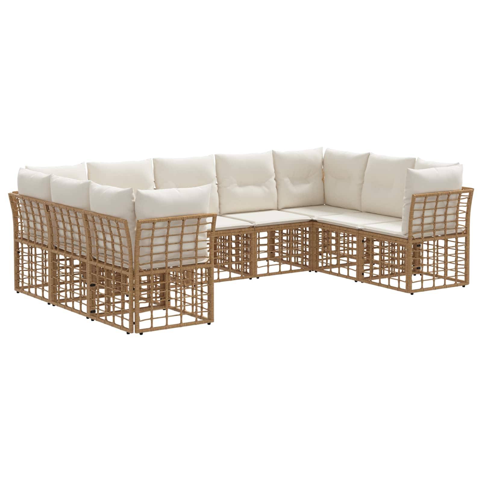 vidaXL Outdoor-Sofagarnitur 9 pcs Natürlich und Cremweiß Polyester