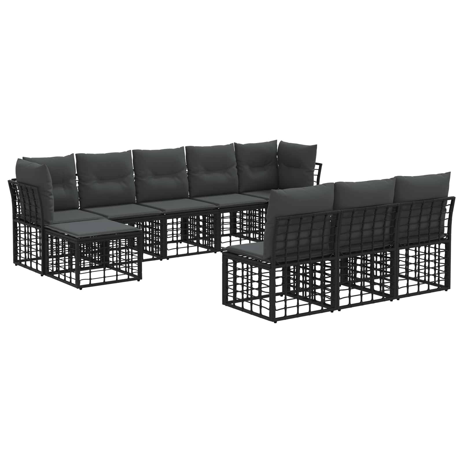 vidaXL Outdoor-Sofagarnitur 4 pcs Schwarz und Dunkelgrau Polyester