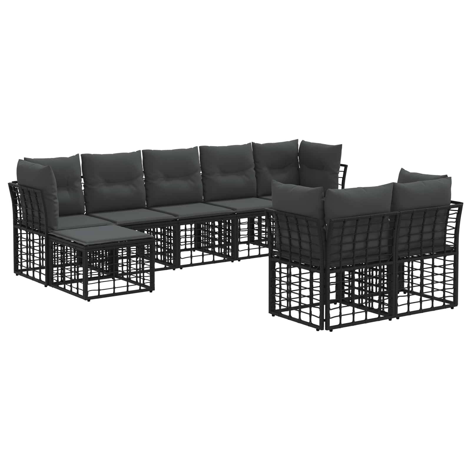 vidaXL Outdoor-Sofagarnitur 6 pcs Schwarz und Dunkelgrau Polyester