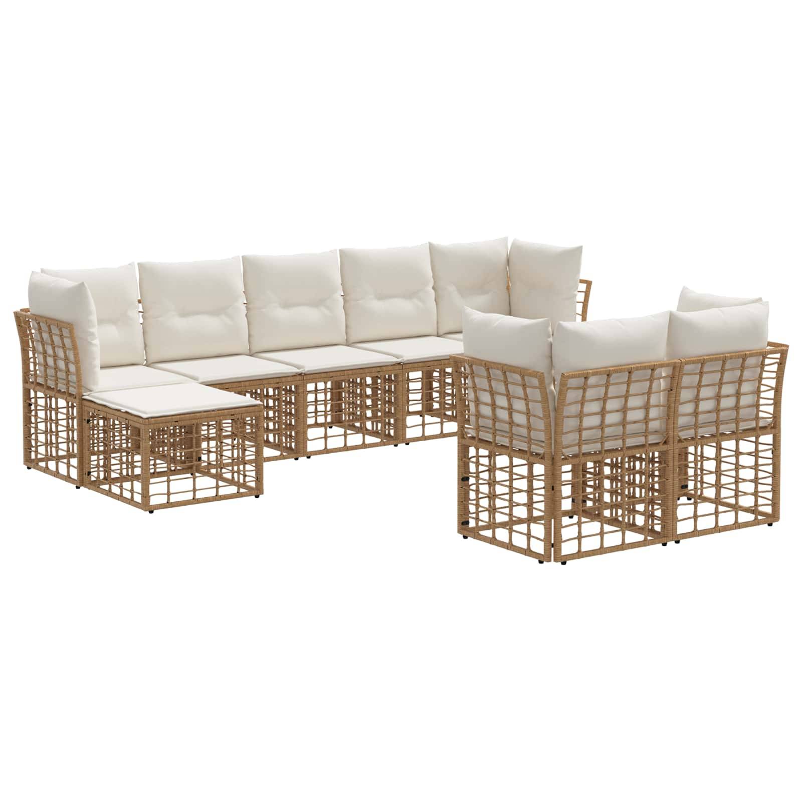vidaXL Outdoor-Sofagarnitur 6 pcs Natürlich und Cremweiß Polyester