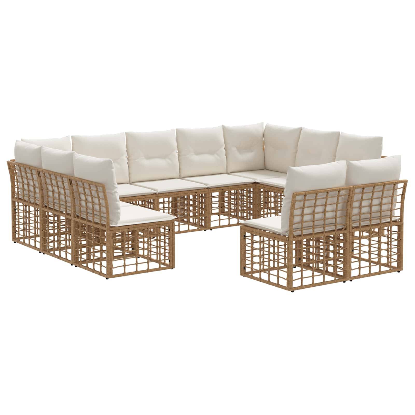 vidaXL Outdoor-Sofagarnitur 11 pcs Natürlich und Cremweiß Polyester