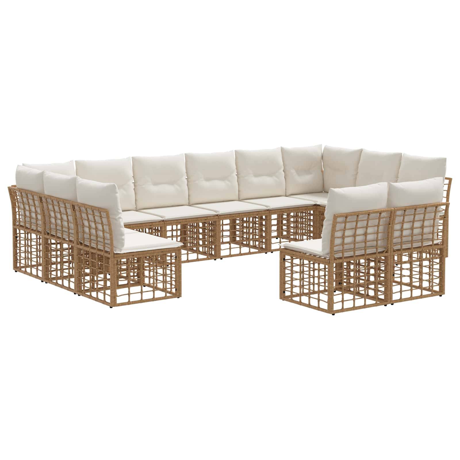 vidaXL Outdoor-Sofagarnitur 6 pcs Natürlich und Cremweiß Polyester