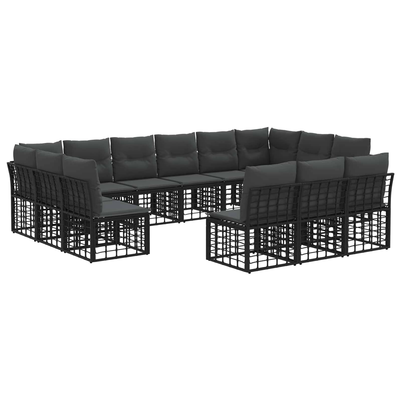vidaXL Outdoor-Sofagarnitur 10 pcs Schwarz und Dunkelgrau Polyester
