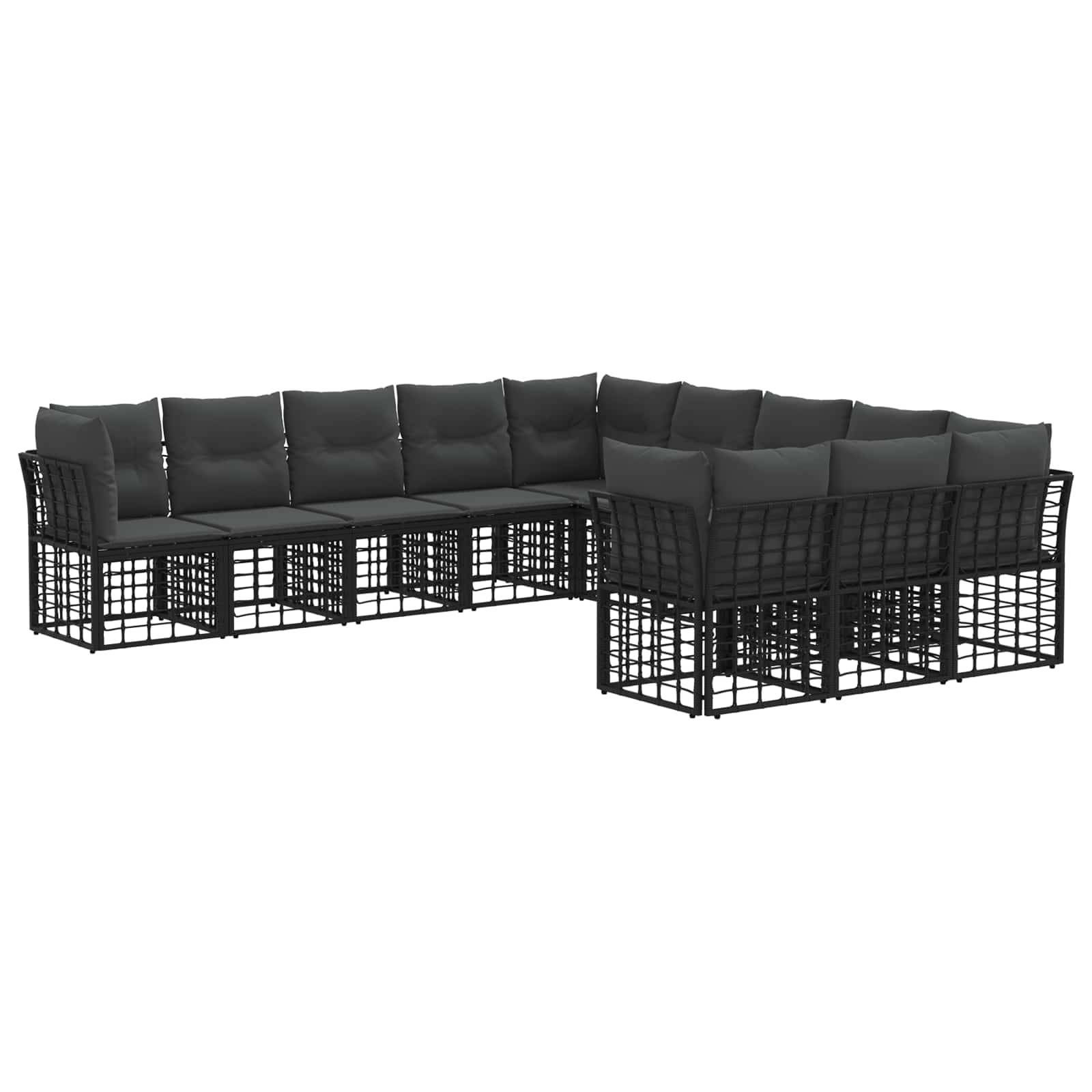 vidaXL Outdoor-Sofagarnitur 8 pcs Schwarz und Dunkelgrau Polyester