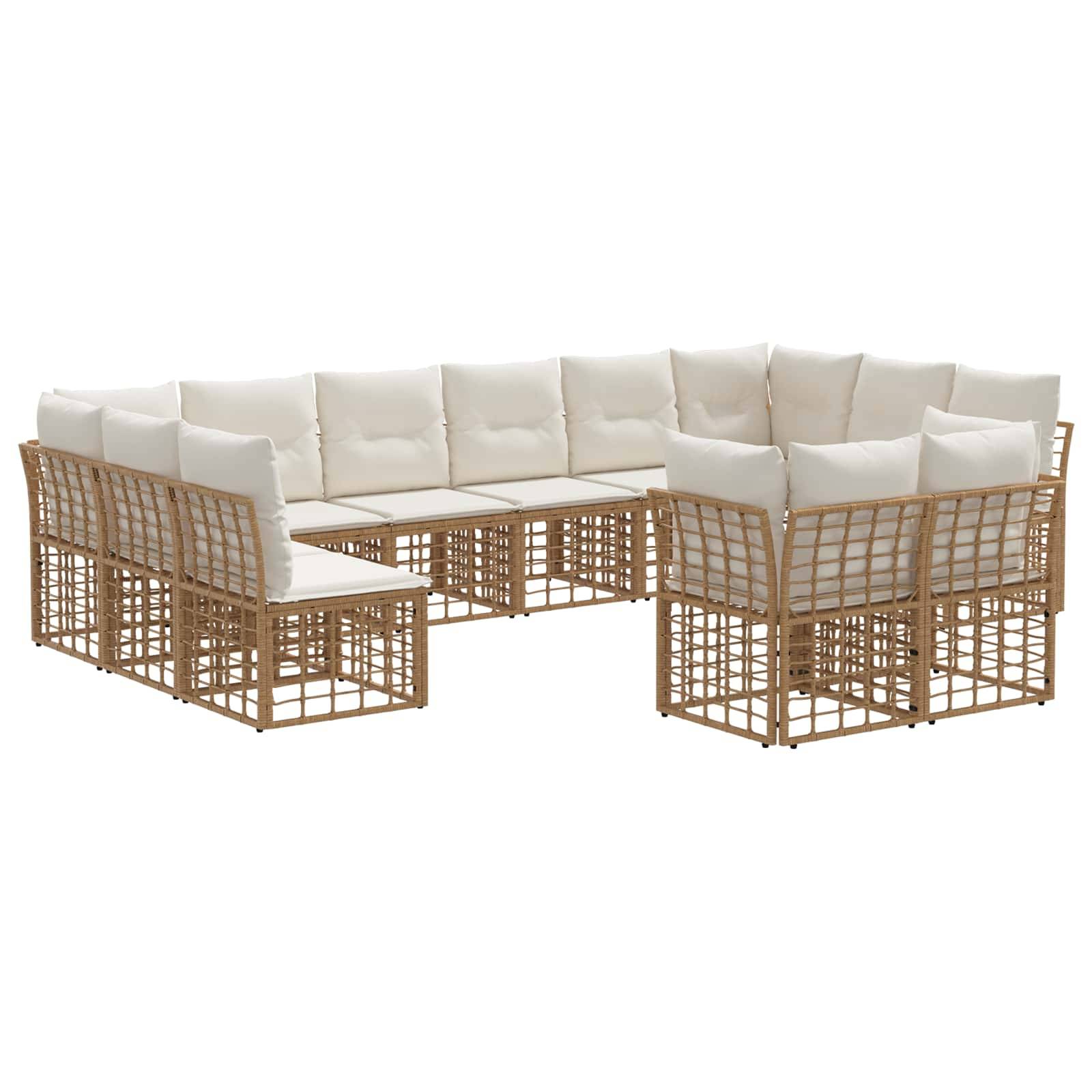 vidaXL Outdoor-Sofagarnitur 12 pcs Natürlich und Cremweiß Polyester