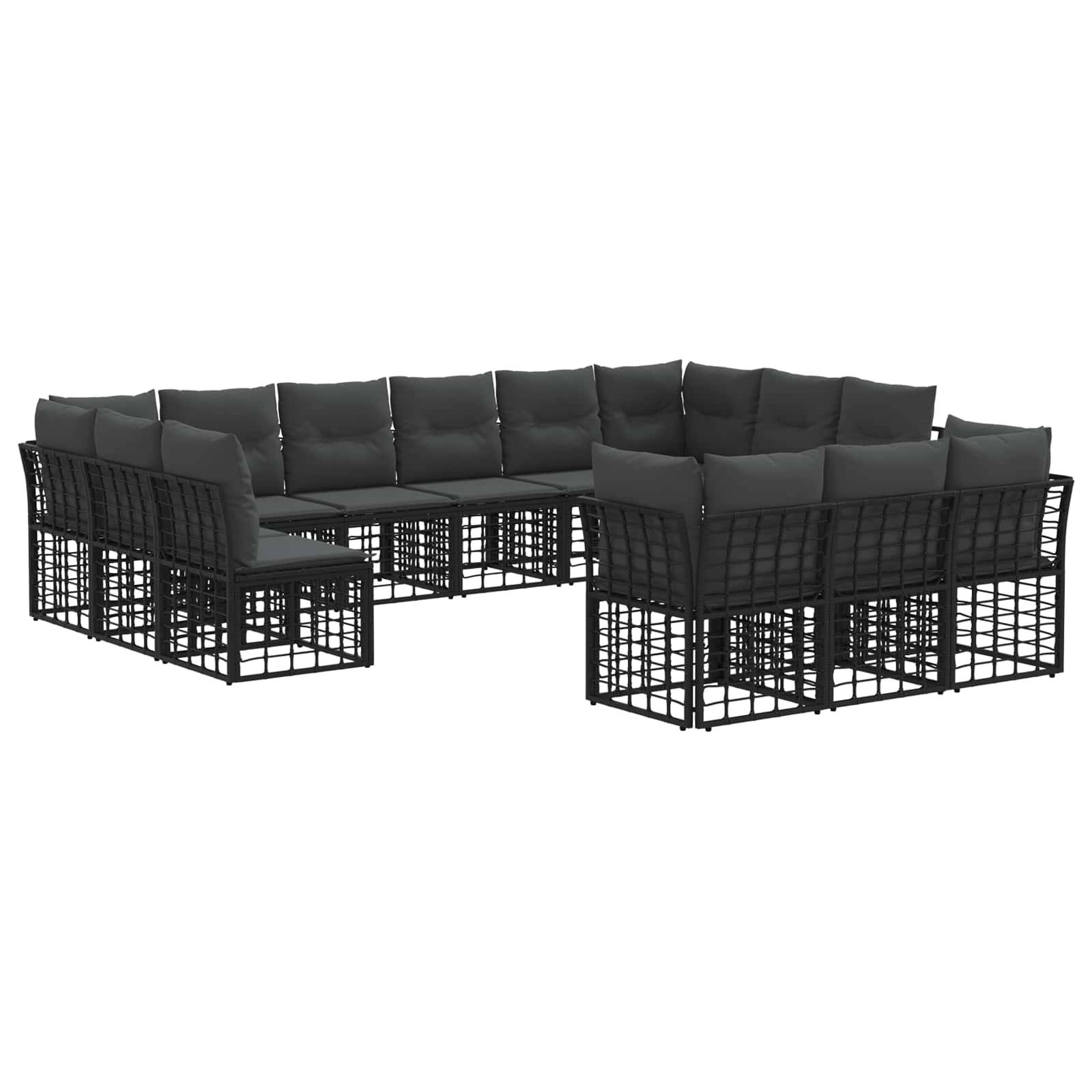 vidaXL Outdoor-Sofagarnitur 13 pcs Schwarz und Dunkelgrau Polyester