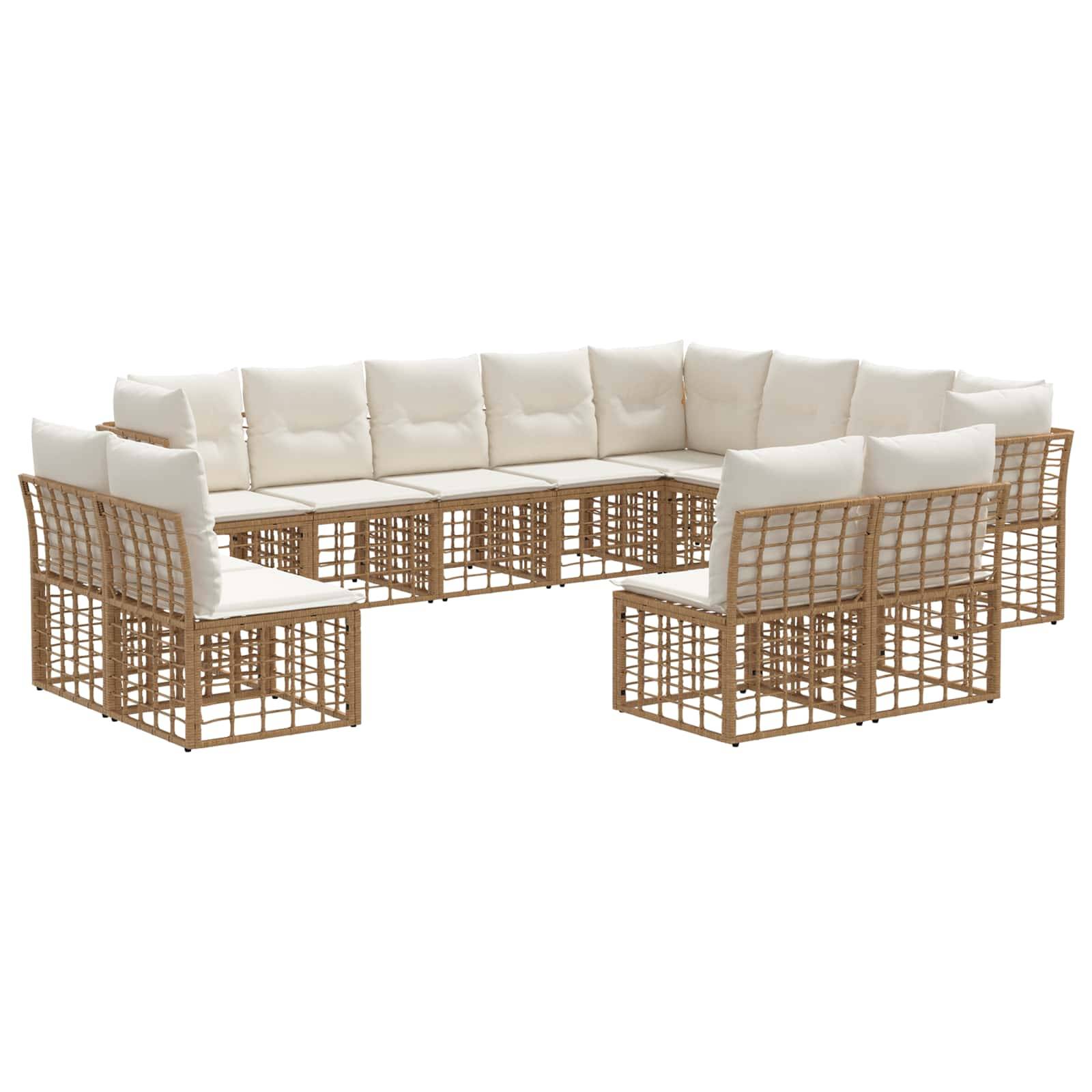 vidaXL Outdoor-Sofagarnitur 12 pcs Natürlich und Cremweiß Polyester
