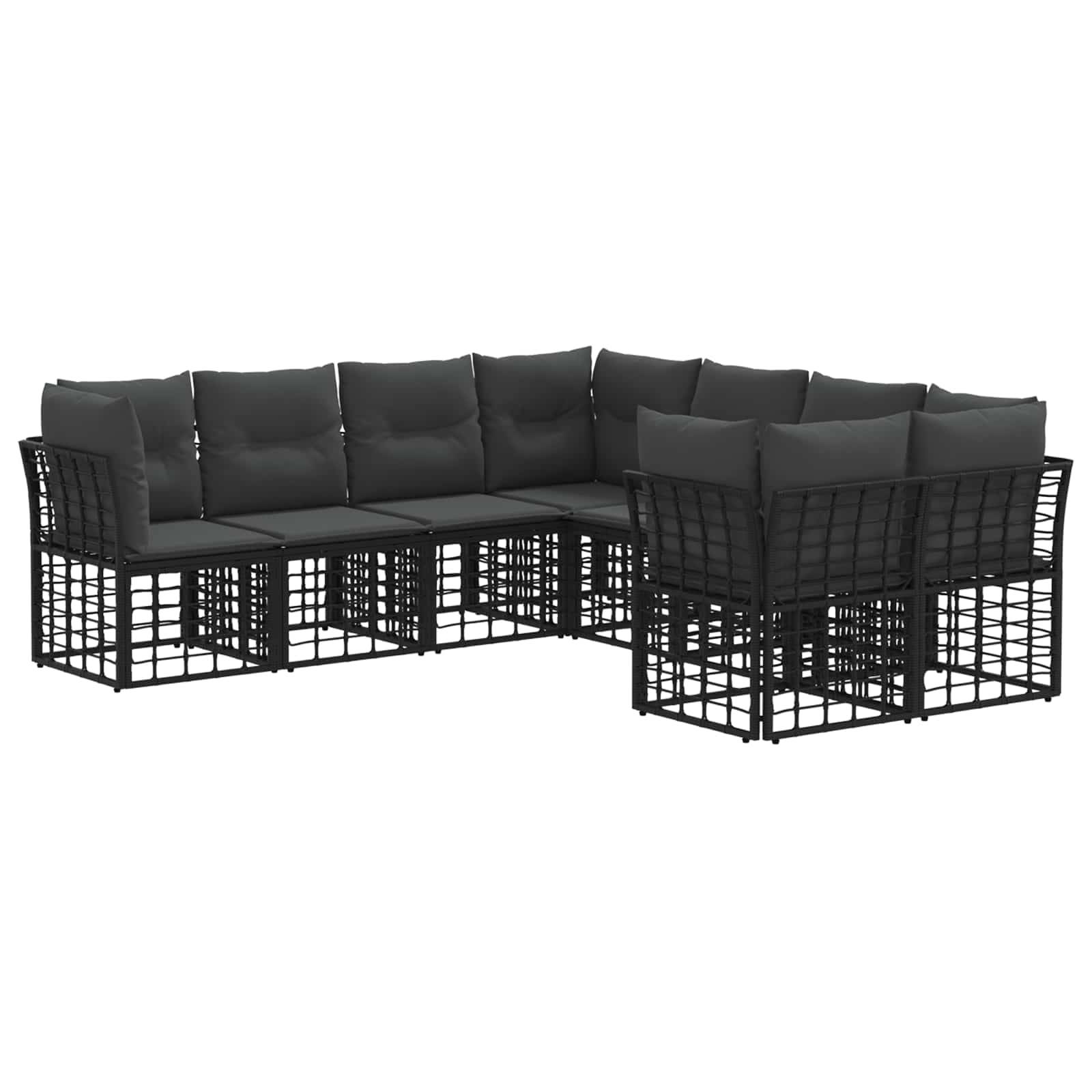vidaXL Outdoor-Sofagarnitur 8 pcs Schwarz und Dunkelgrau Polyester