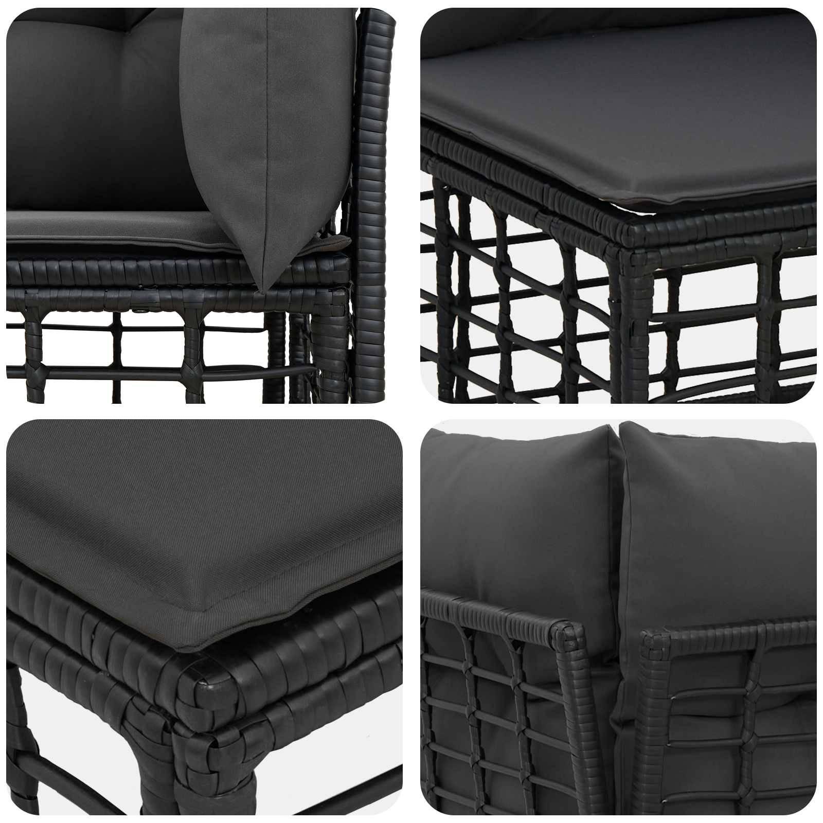 vidaXL Outdoor-Sofagarnitur 8 pcs Schwarz und Dunkelgrau Polyester