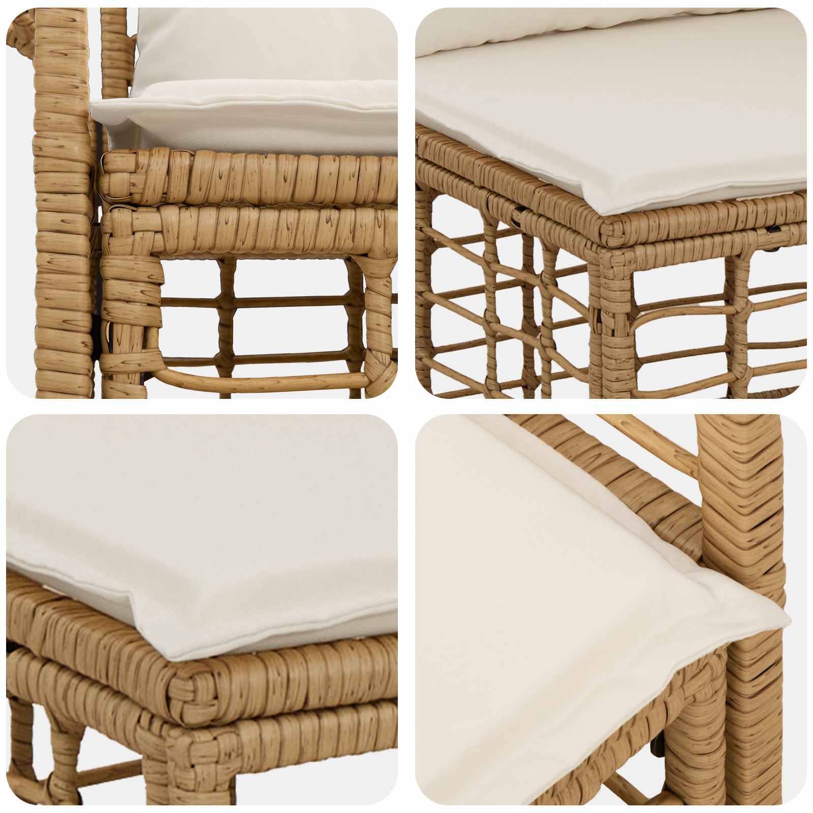 vidaXL Outdoor-Sofagarnitur 6 pcs Natürlich und Cremweiß Polyester