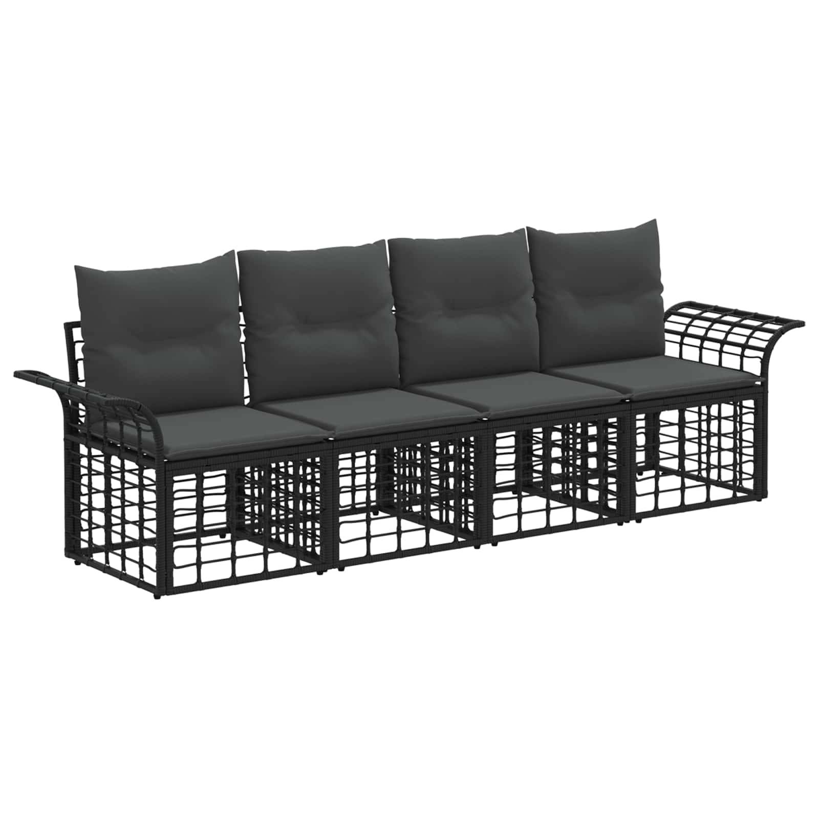 vidaXL Outdoor-Sofagarnitur 4 pcs Schwarz und Dunkelgrau Polyester