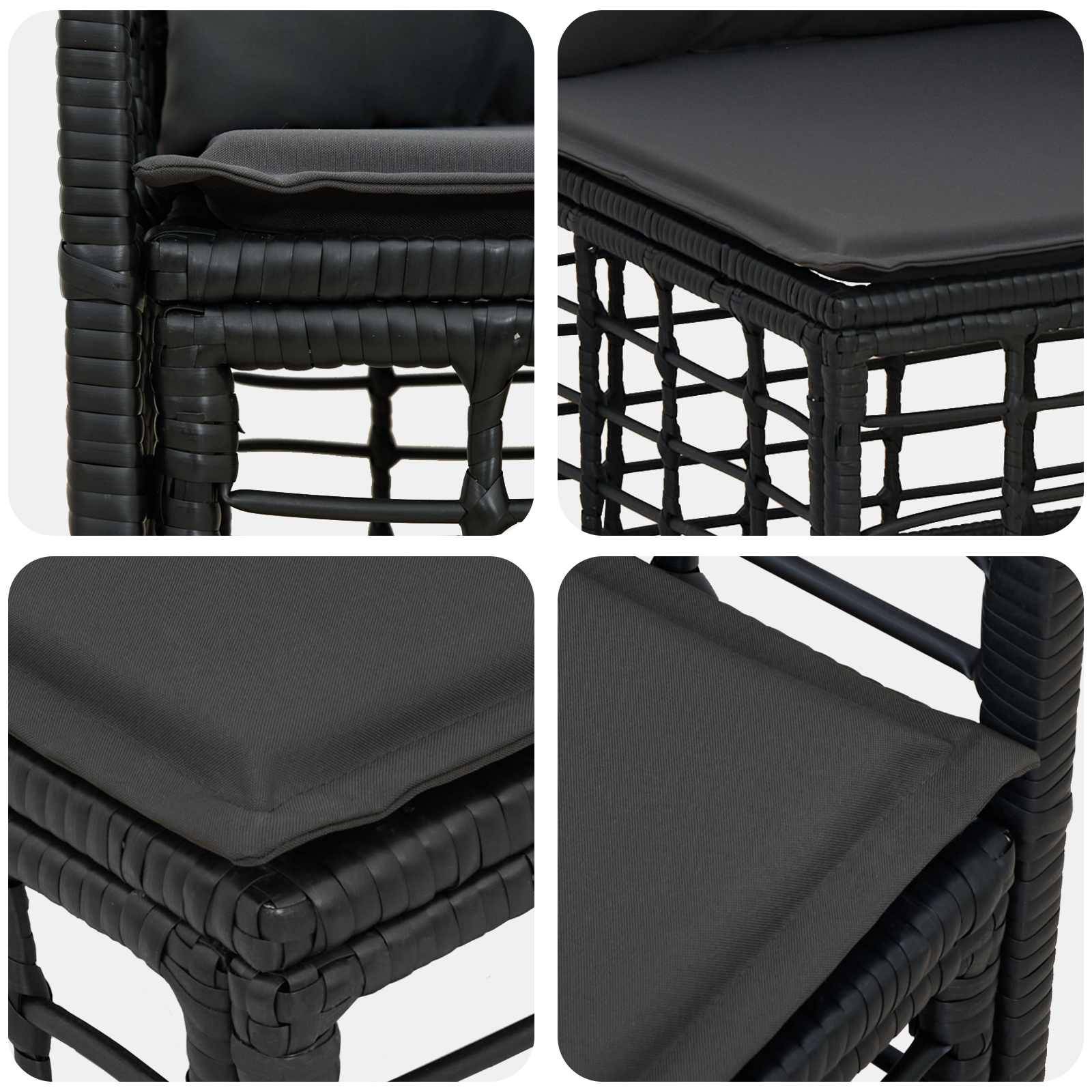 vidaXL Outdoor-Sofagarnitur 5 pcs Schwarz und Dunkelgrau Polyester